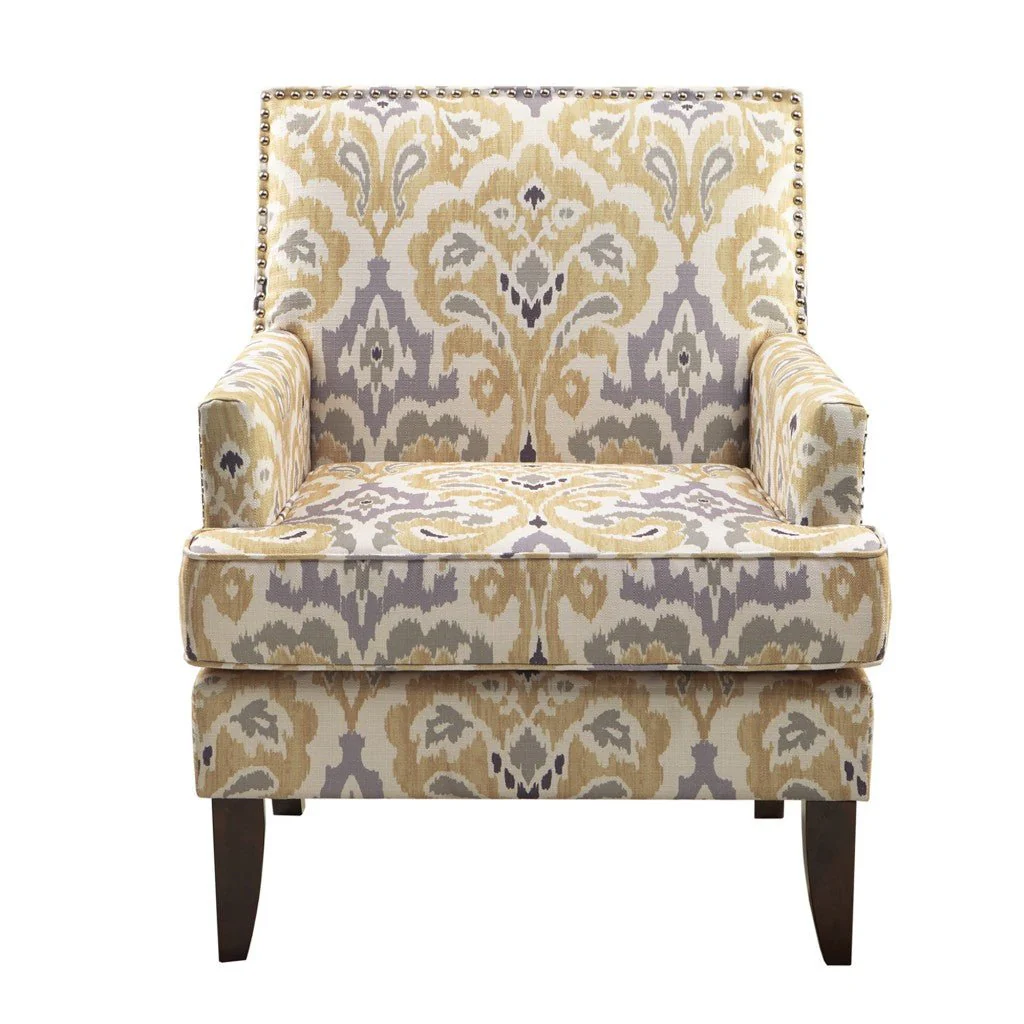 Upholstered Club Chair with Track Arm and Nailhead Trim