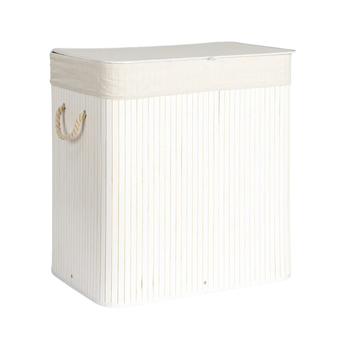 Household Essentials Bamboo Double Laundry Hamper with Rope Handles and Removable Laundry Bag