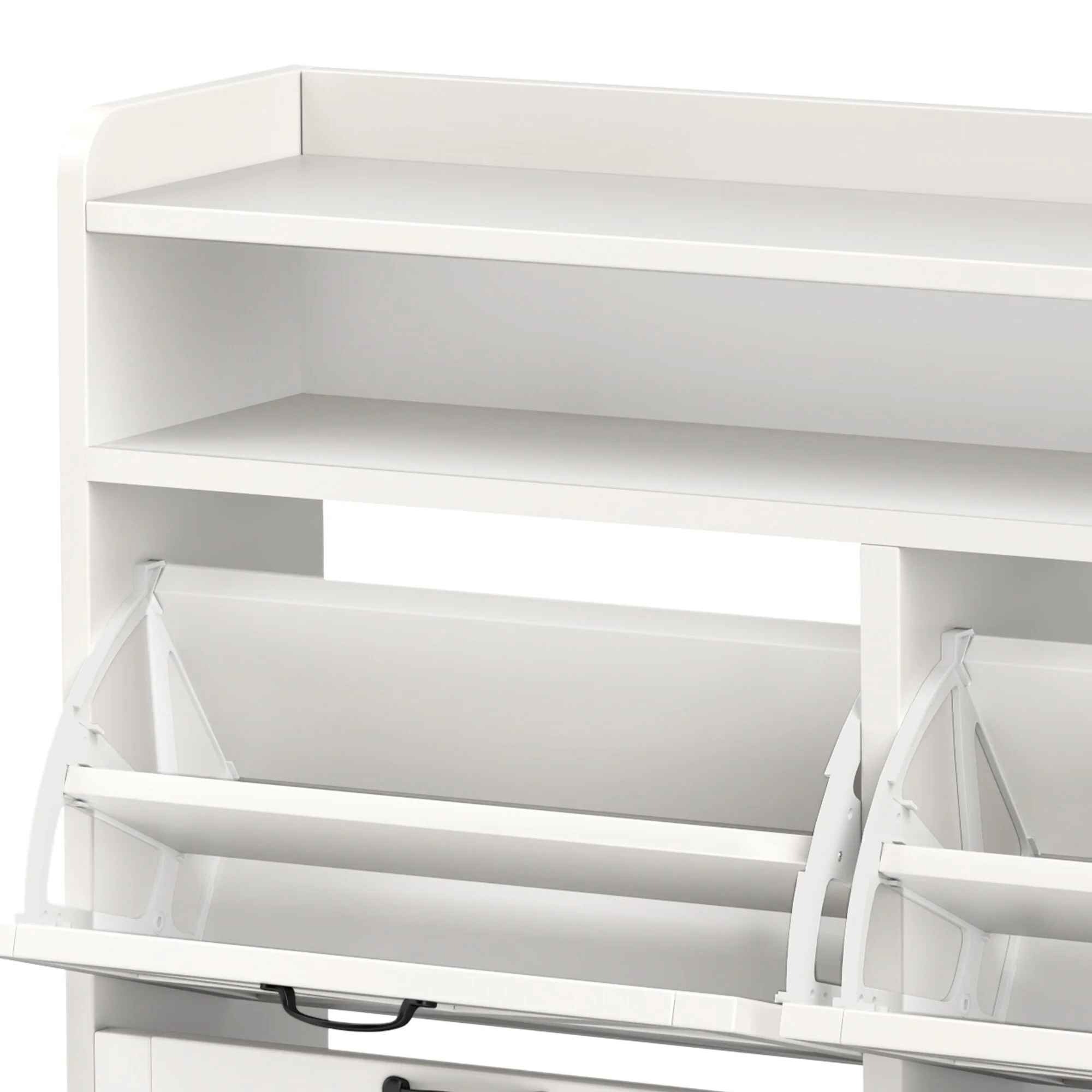 Moasis 24 Pairs Farmhouse Shoe Storage Cabinet 4 Flip Drawers Shoe Organizer