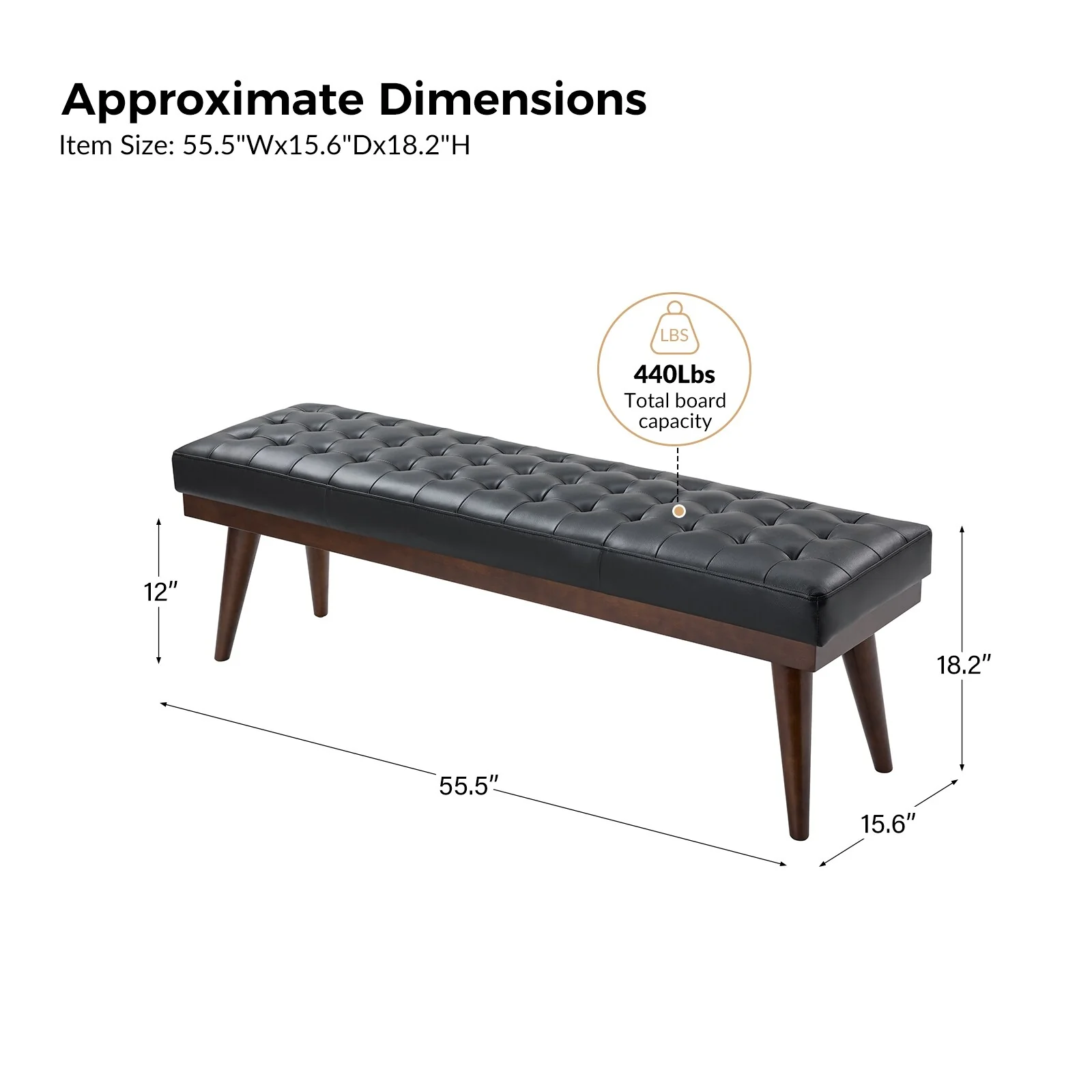 Felisa Modern Genuine Leather Tufted Bench With Solid Wood Base By HULALA HOME