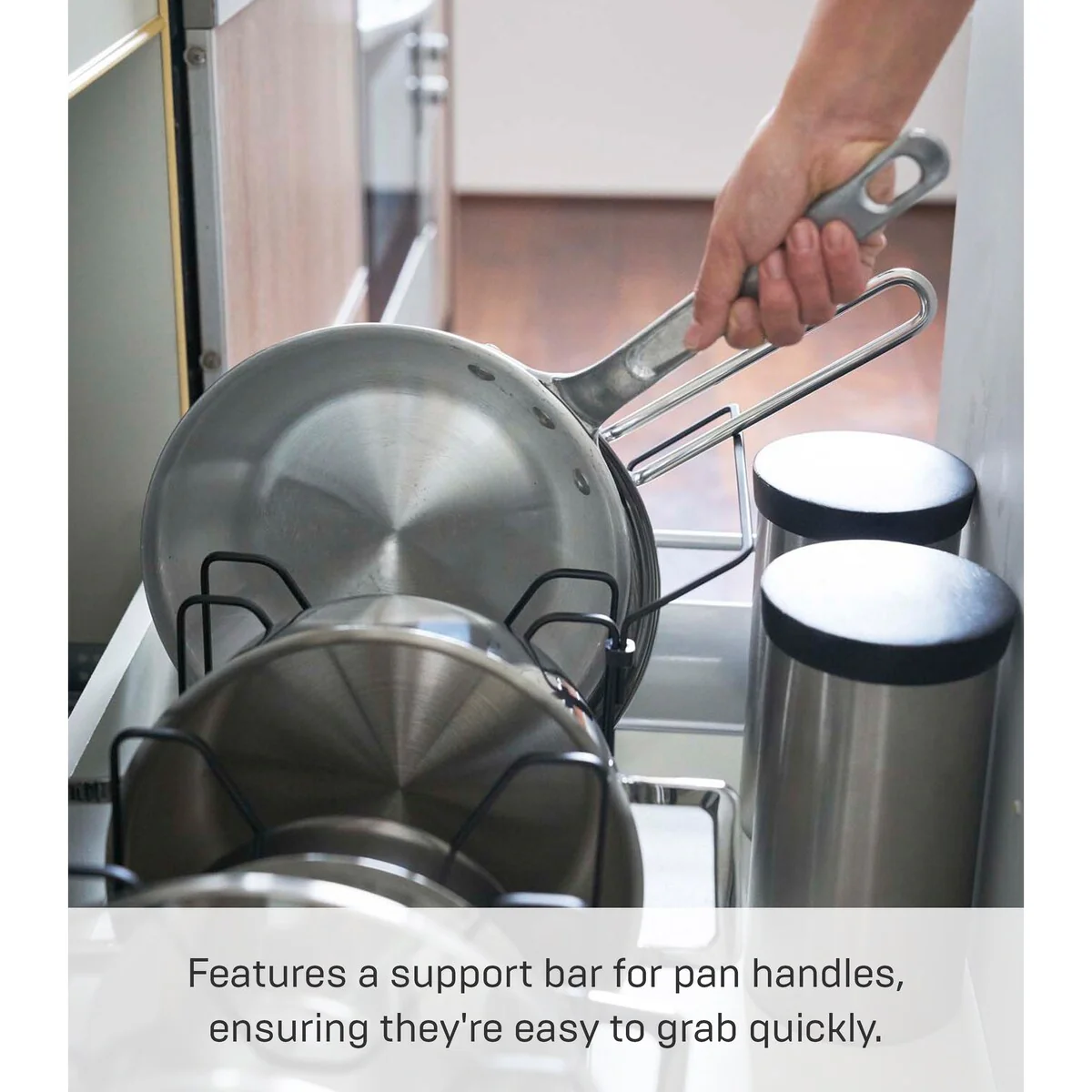 Yamazaki Home Adjustable Pot Lid Organizer, Steel - L 7.87 x W 17.72 x H 6.89 inches