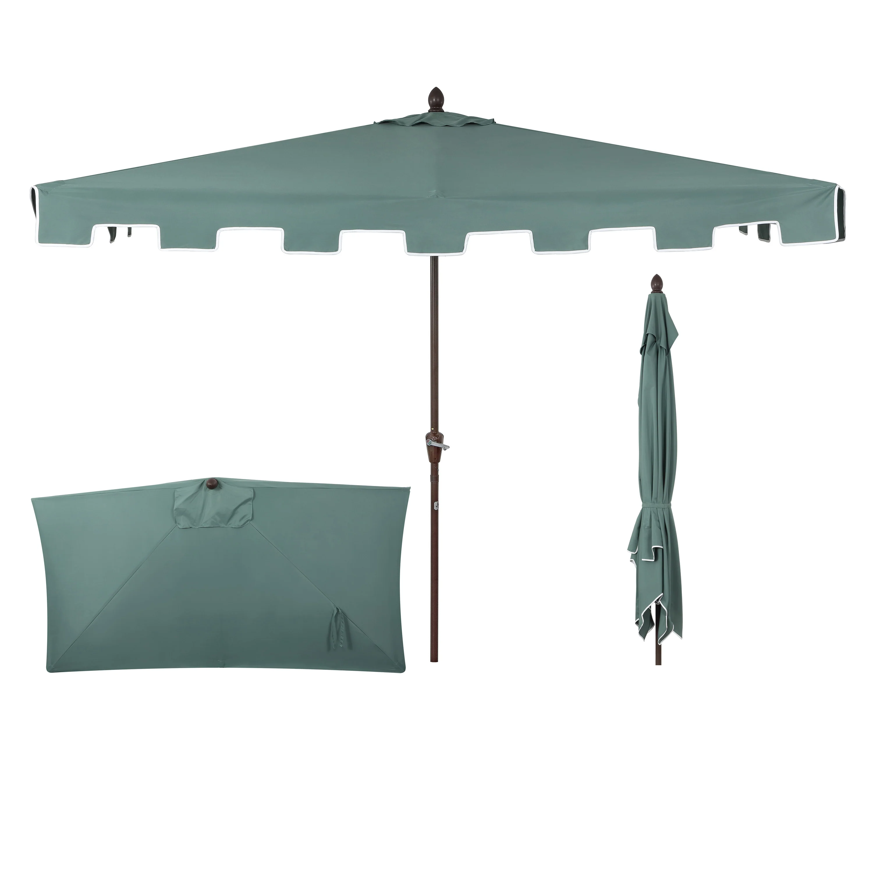 Sidney Classic MidCentury Rectangular Half Market Patio Umbrella with Crank