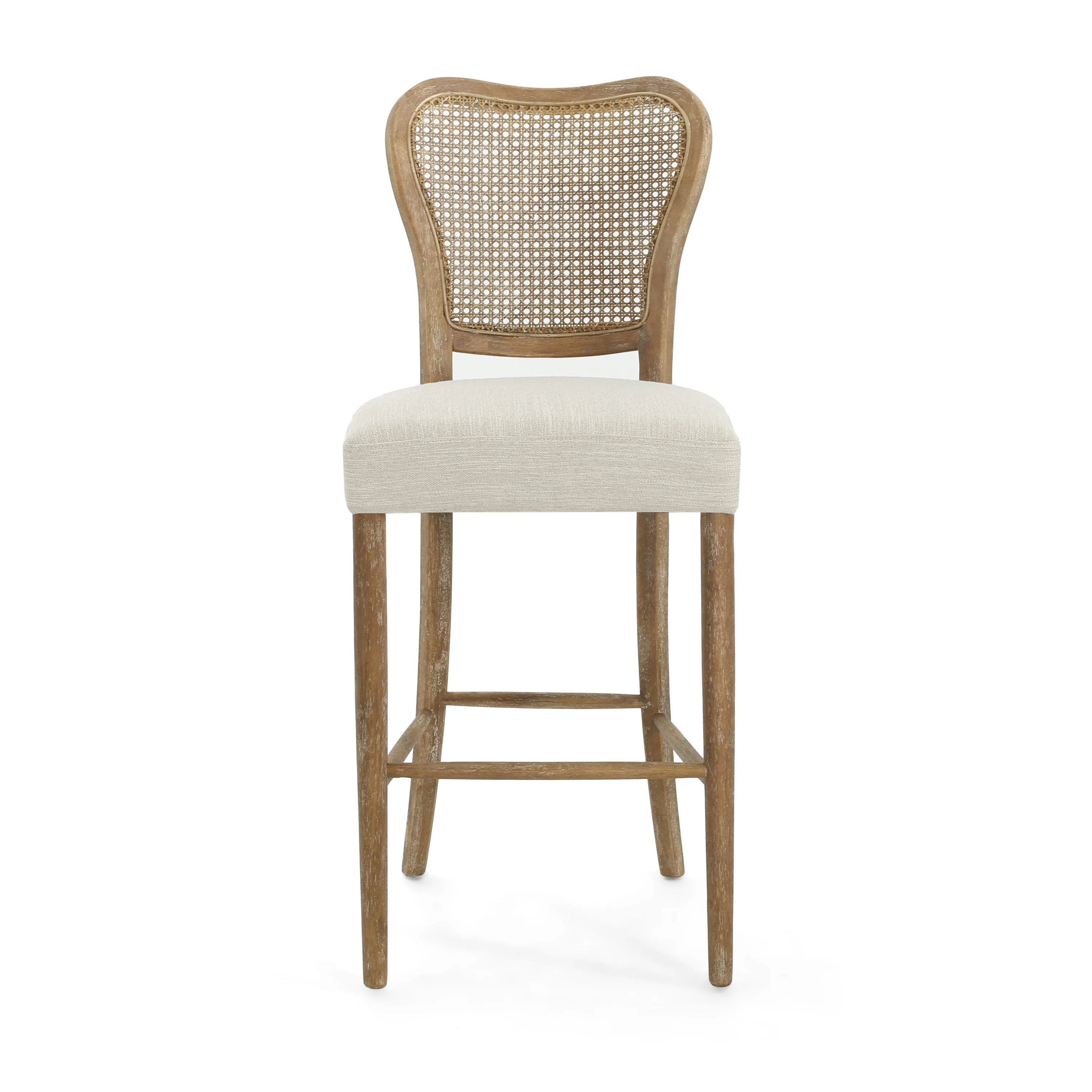 Cane-Back Upholstered Bar Stools, Set of 2