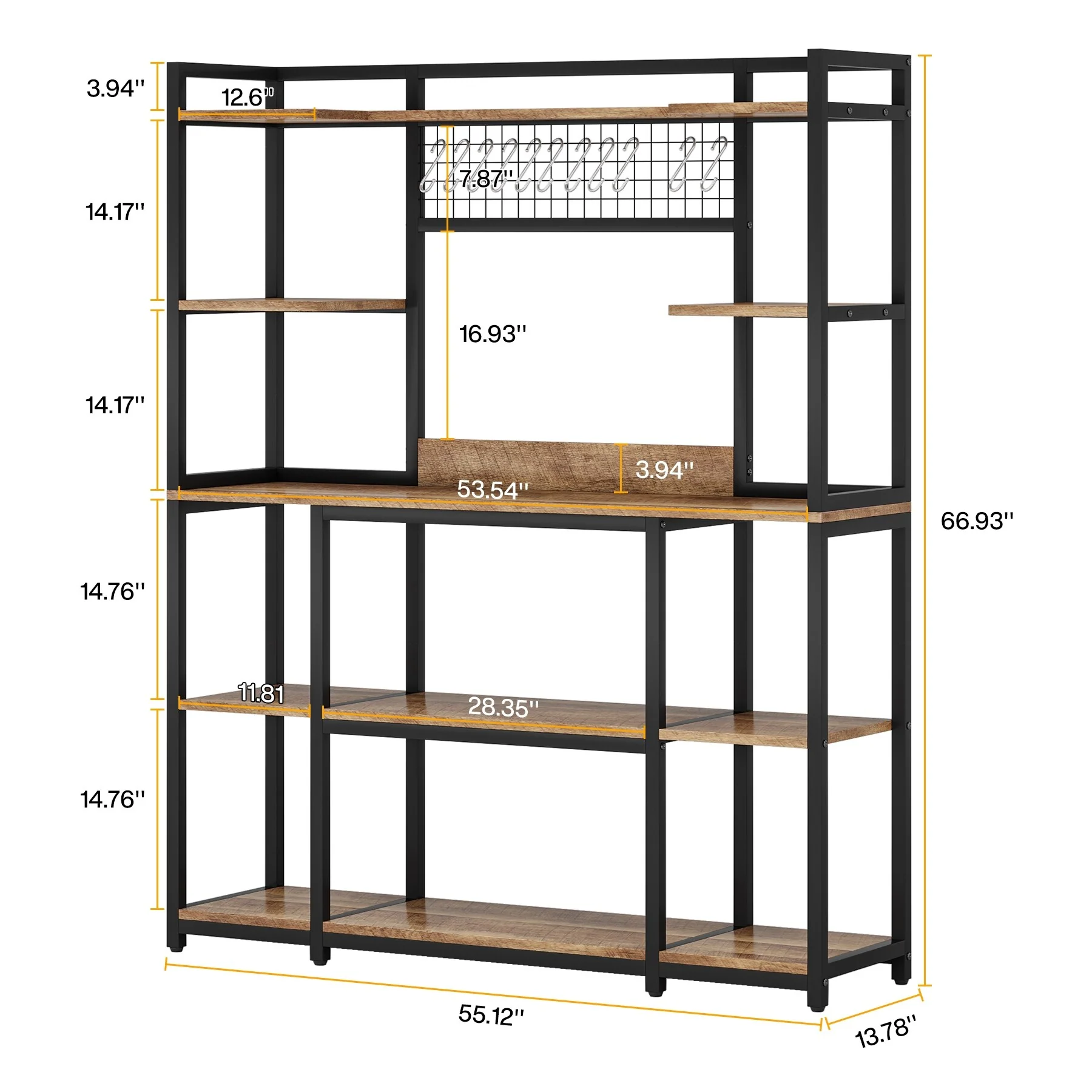 5-Tier Large Kitchen Bakers Rack, 55