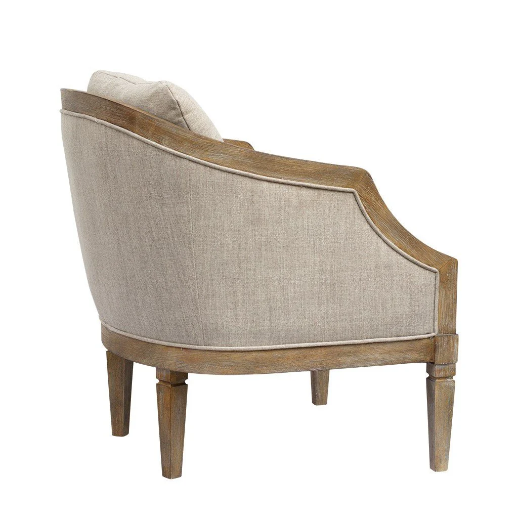 Upholstered Accent Chair with Removable Back Cushion and Recessed Arms