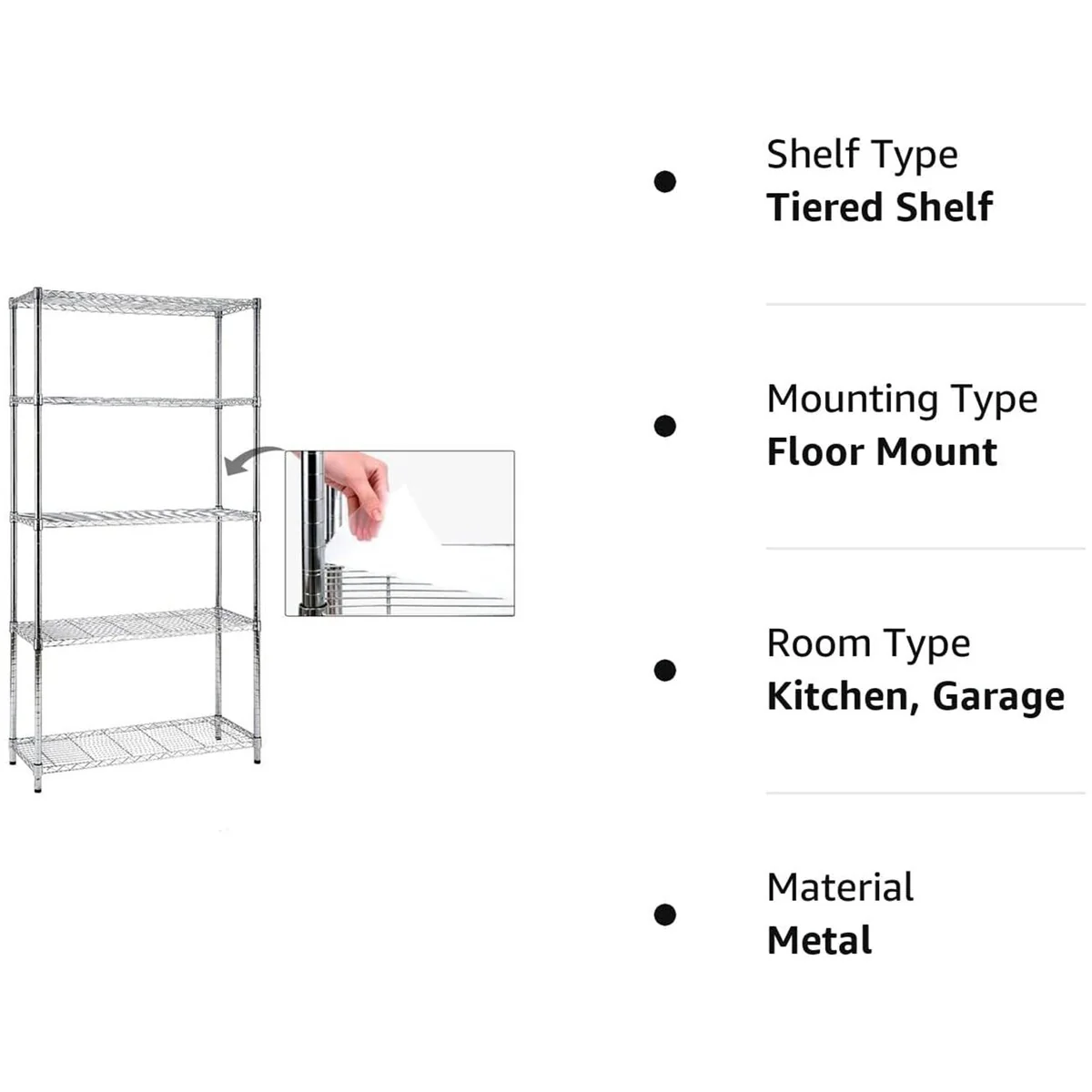 5-Shelf Heavy Duty Carbon Steel Shelving Unit 150lbs/Shelf