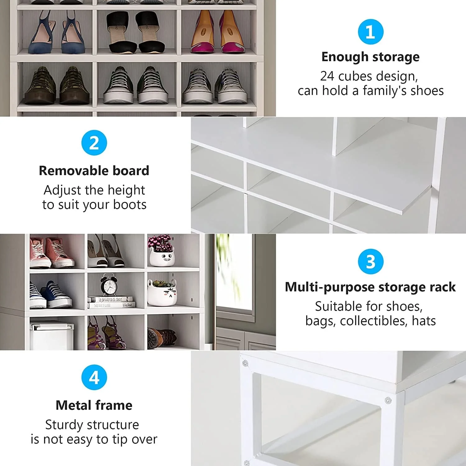 8-tier Shoe Storage Cabinet Organizer Rack with 24 Cubbies