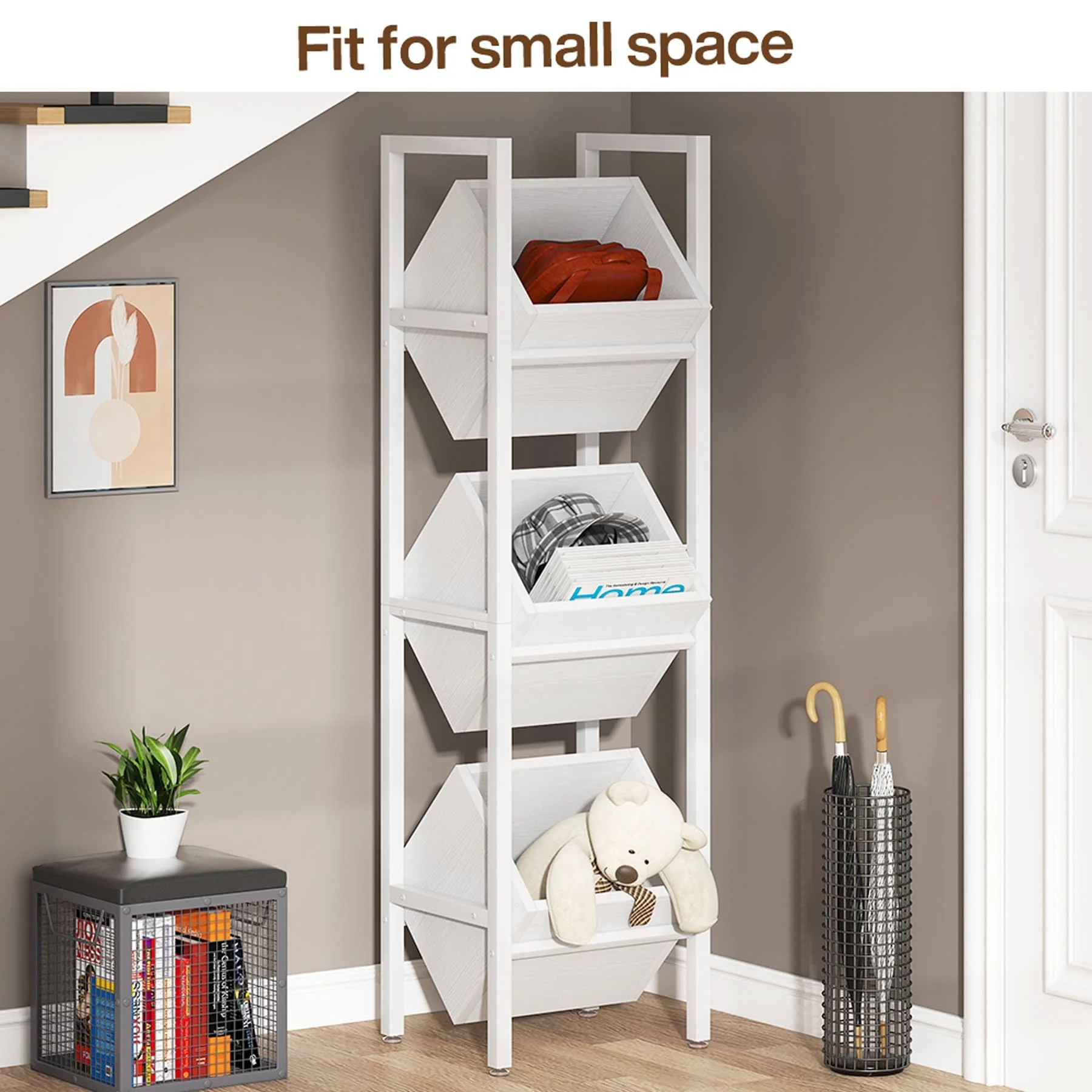 Vertical Standing Basket Storage Tower for Kitchen Bathroom Living Room