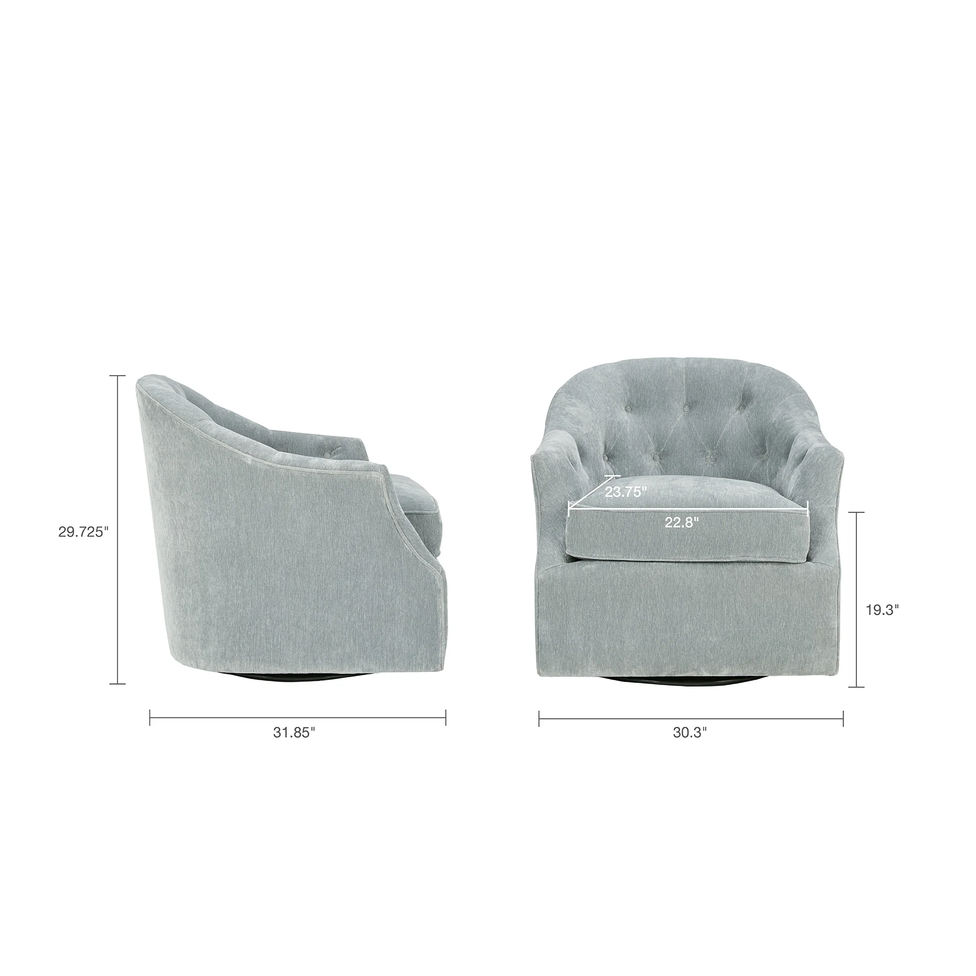Awakened Swivel Chair with Button Tufted Back and Flared Arms