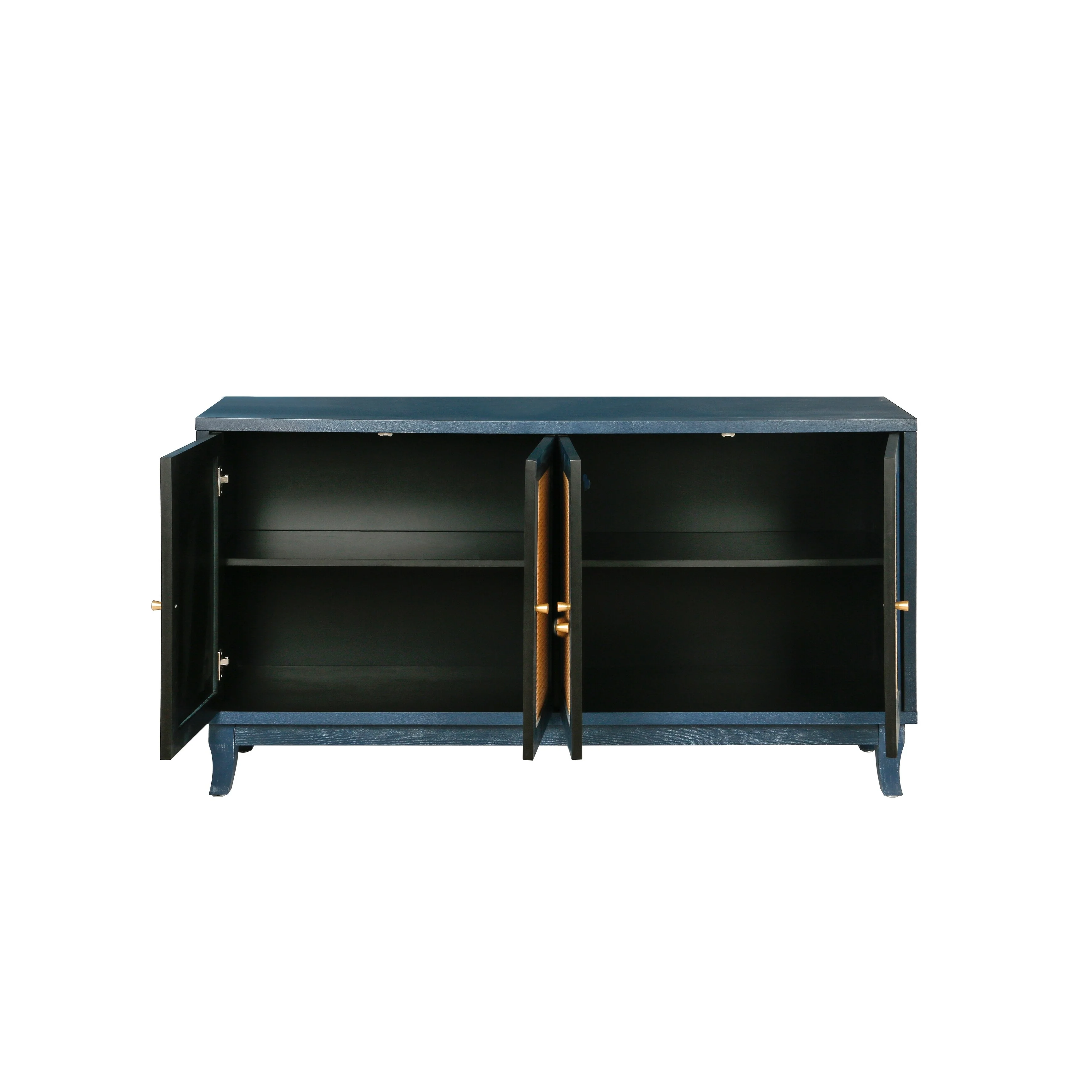 Roomfitters Handcrafted Premium Grain Panels,Rattan Sideboard Buffet Cabinet, Accent Storage Cabinet, Navy Blue - N/A