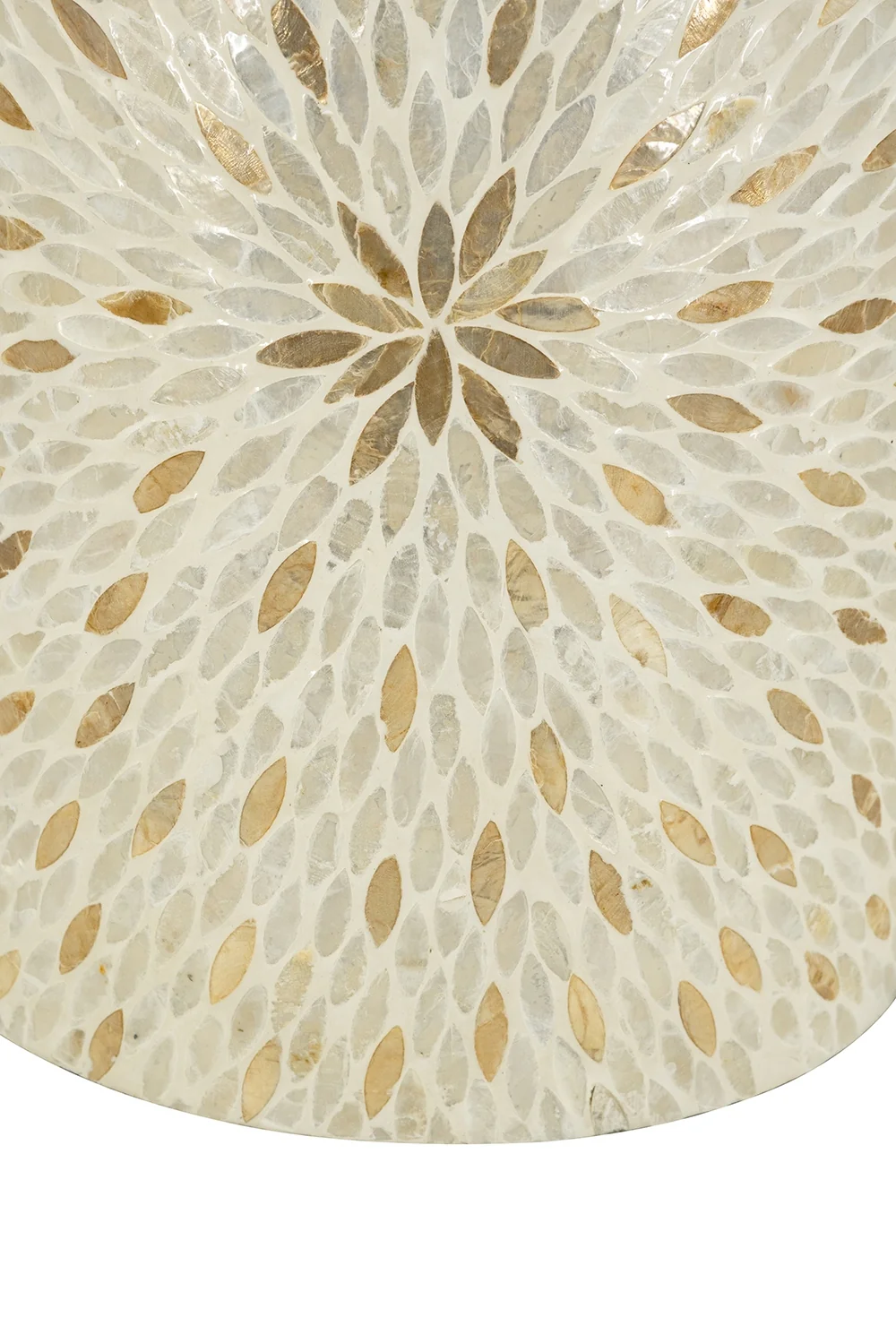 Gold and White Capiz Drum Side Table