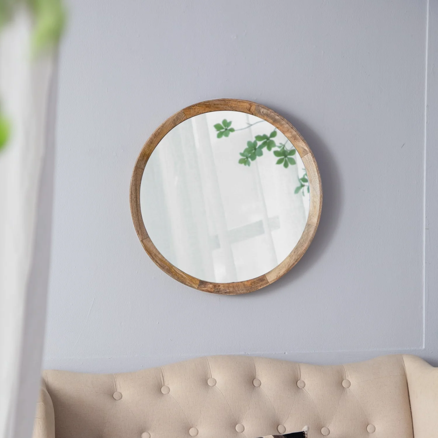 Wood Wall Mirror with Wood Frame