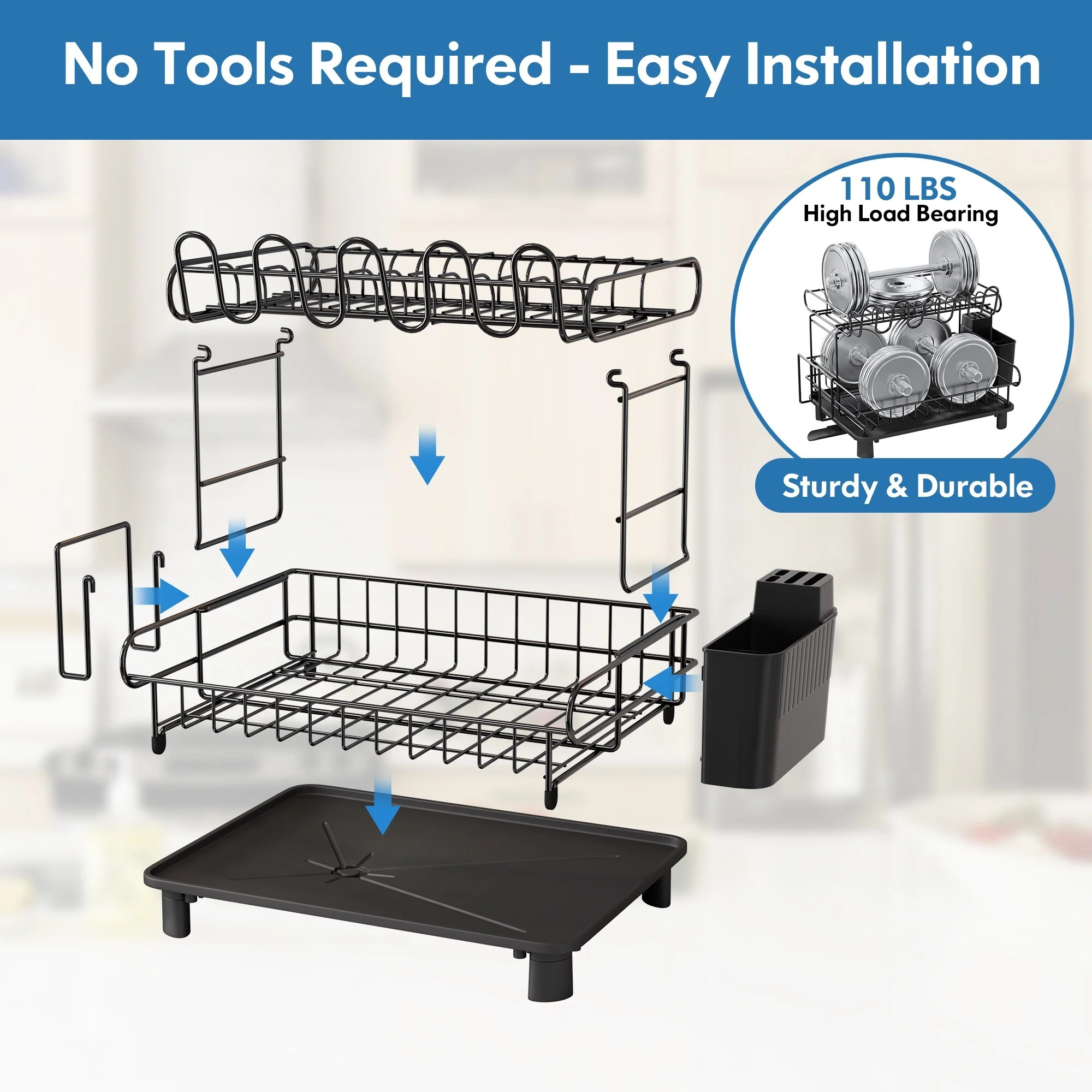 JASIWAY 2 Tier Kitchen Stainless Steel Dish Rack