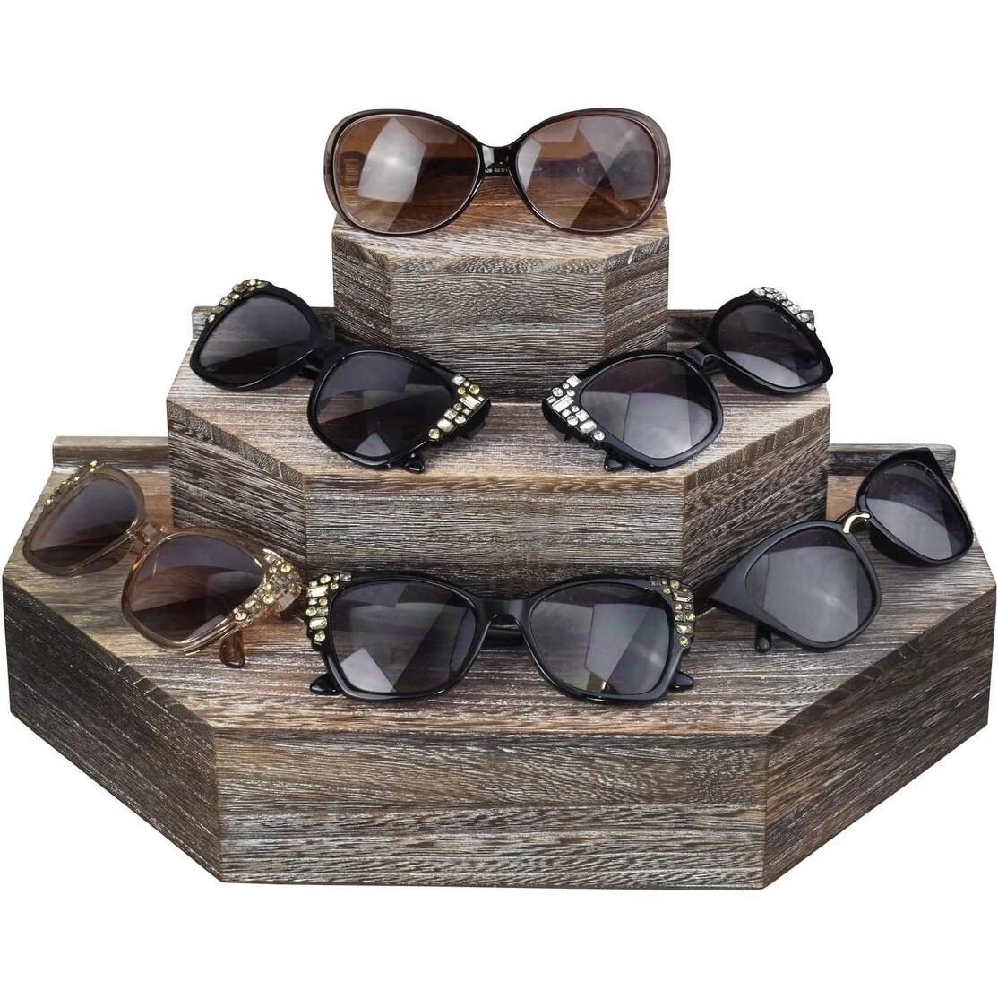 3-Tier Wood Stair Step Shelf Display Stand - S