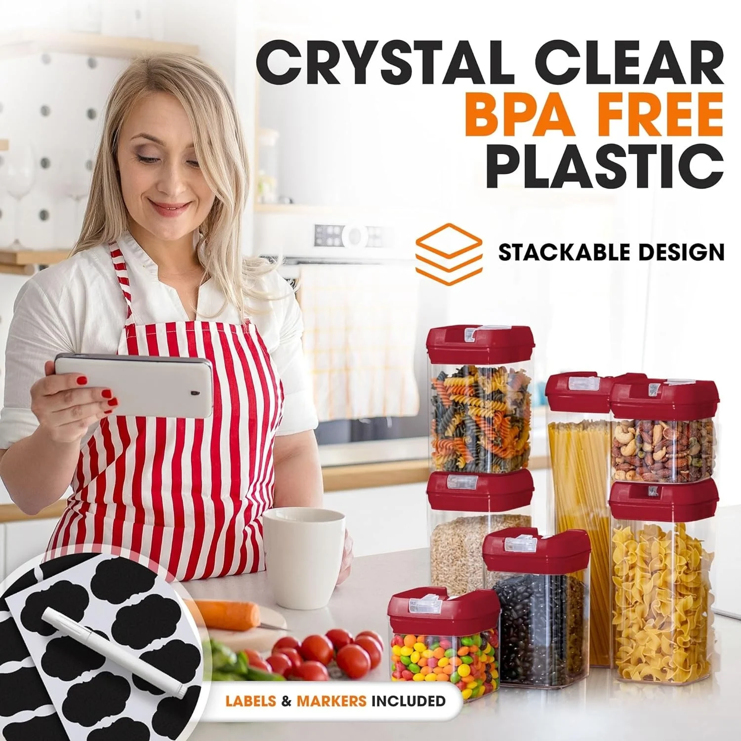 Cheer Collection 7-piece Stackable Airtight Food Storage Container Set