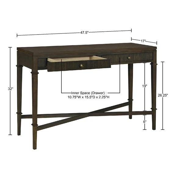 2-Drawer Console Table with X-Shaped Base