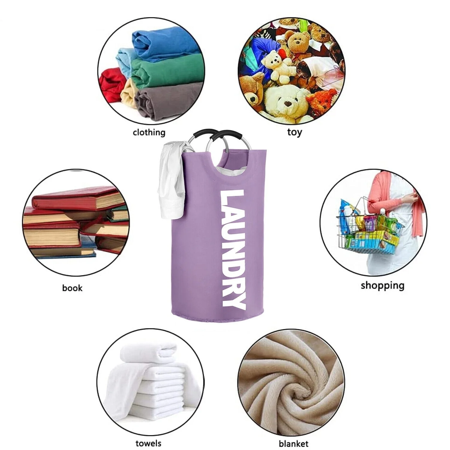 Collapsible 90L Large Laundry Hamper Basket