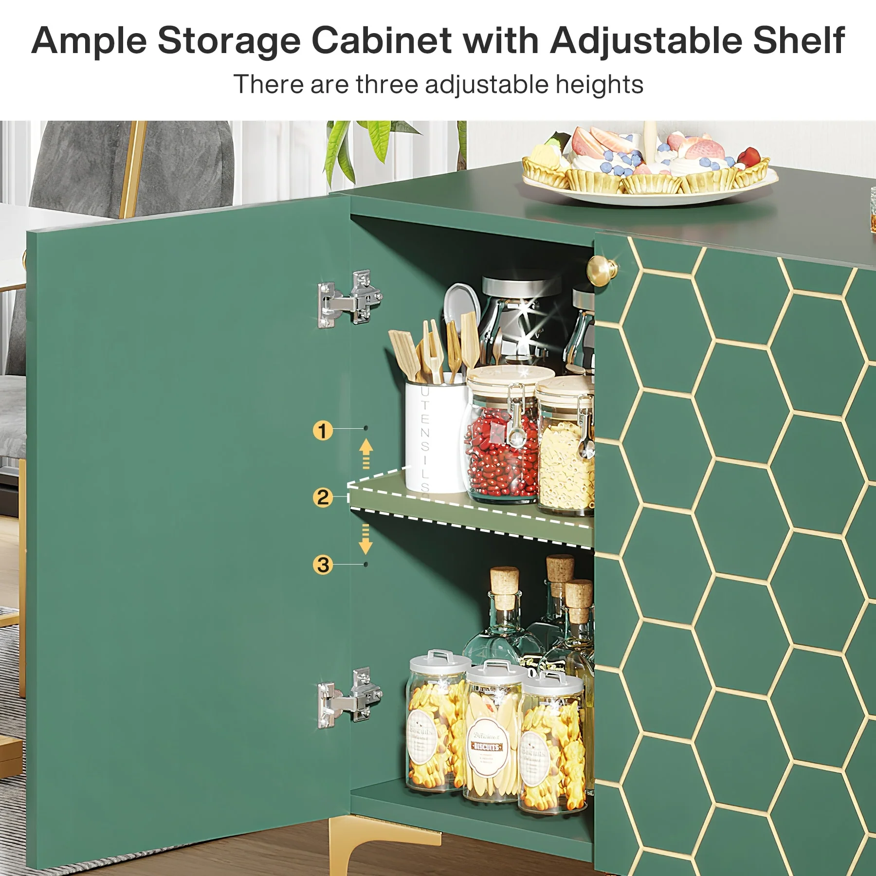 63'' Modern Accent Storage Cabinet with Metal Legs for Living Room Bedroom Kitchen Dining Room