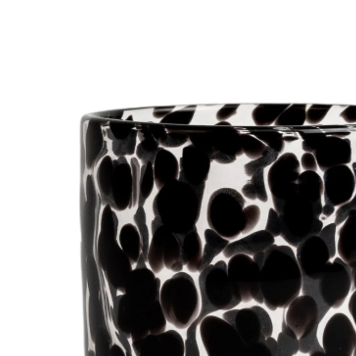 Confetti Glasses, Handblown Glass Tumbler in Black, Set of 6