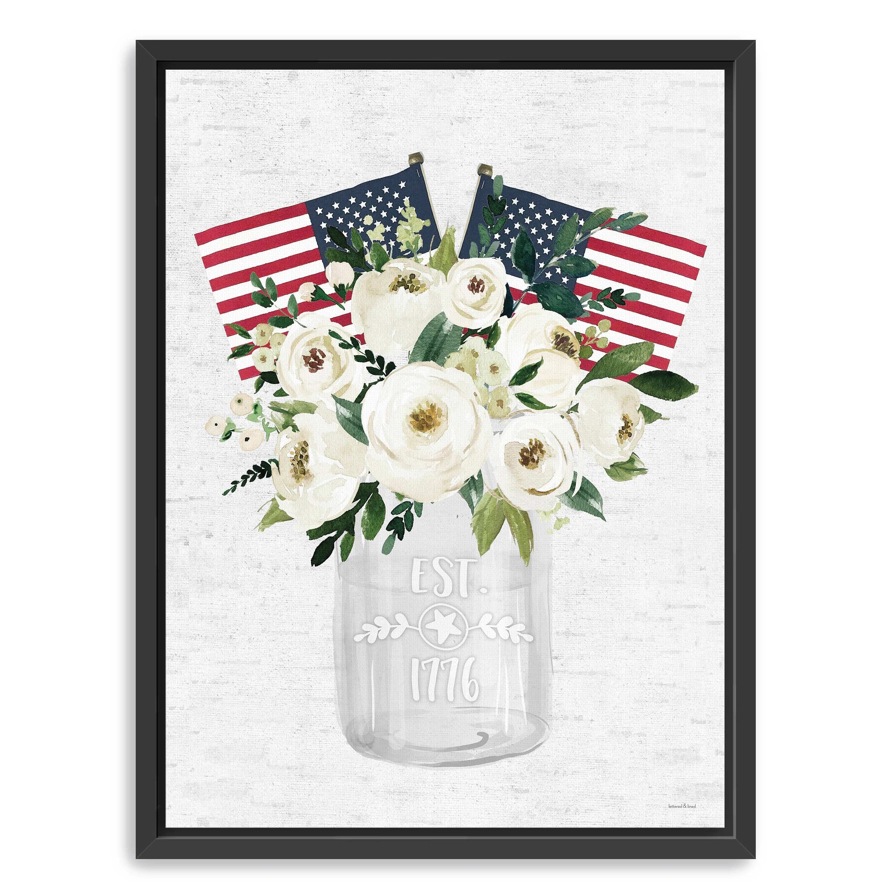 Flowers and Flags Est. 1776 Canvas Giclee