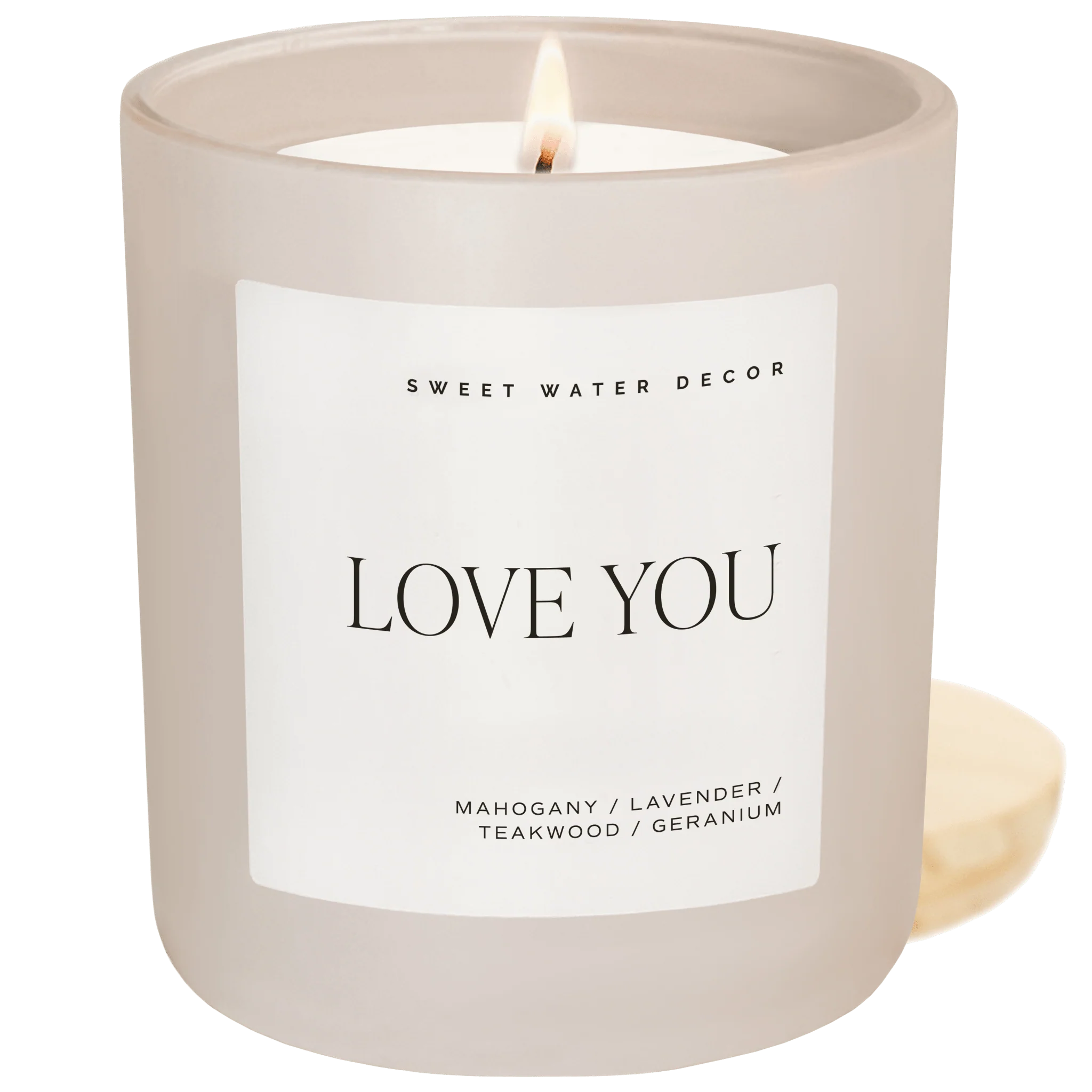 Love You Soy Candle - Tan Matte Jar - 15 oz