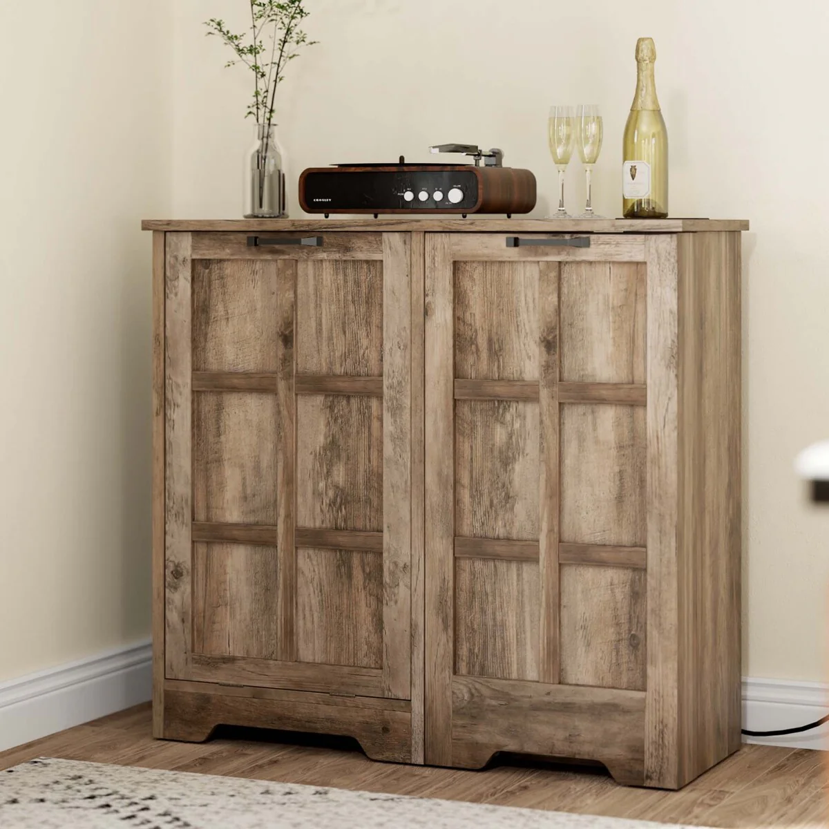 Moasis Kitchen Tilt Out Trash Cabinet Fits 13 Gallon Cabinet Trash Can with Outlet and Adjustable Shelves