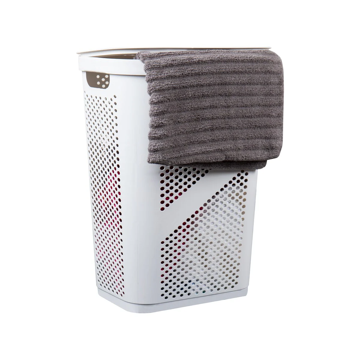 Mind Reader 60L Slim Laundry Hamper, Clothes Basket, Lid, Ventilated, Plastic, 17.25