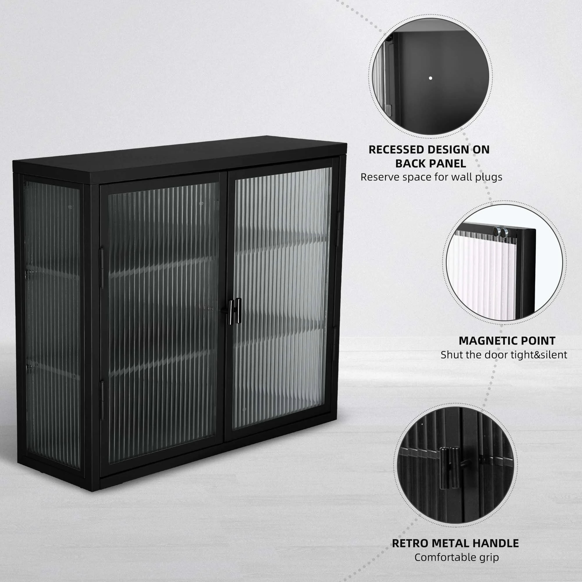 Retro Style Glass Door Wall Cabinet