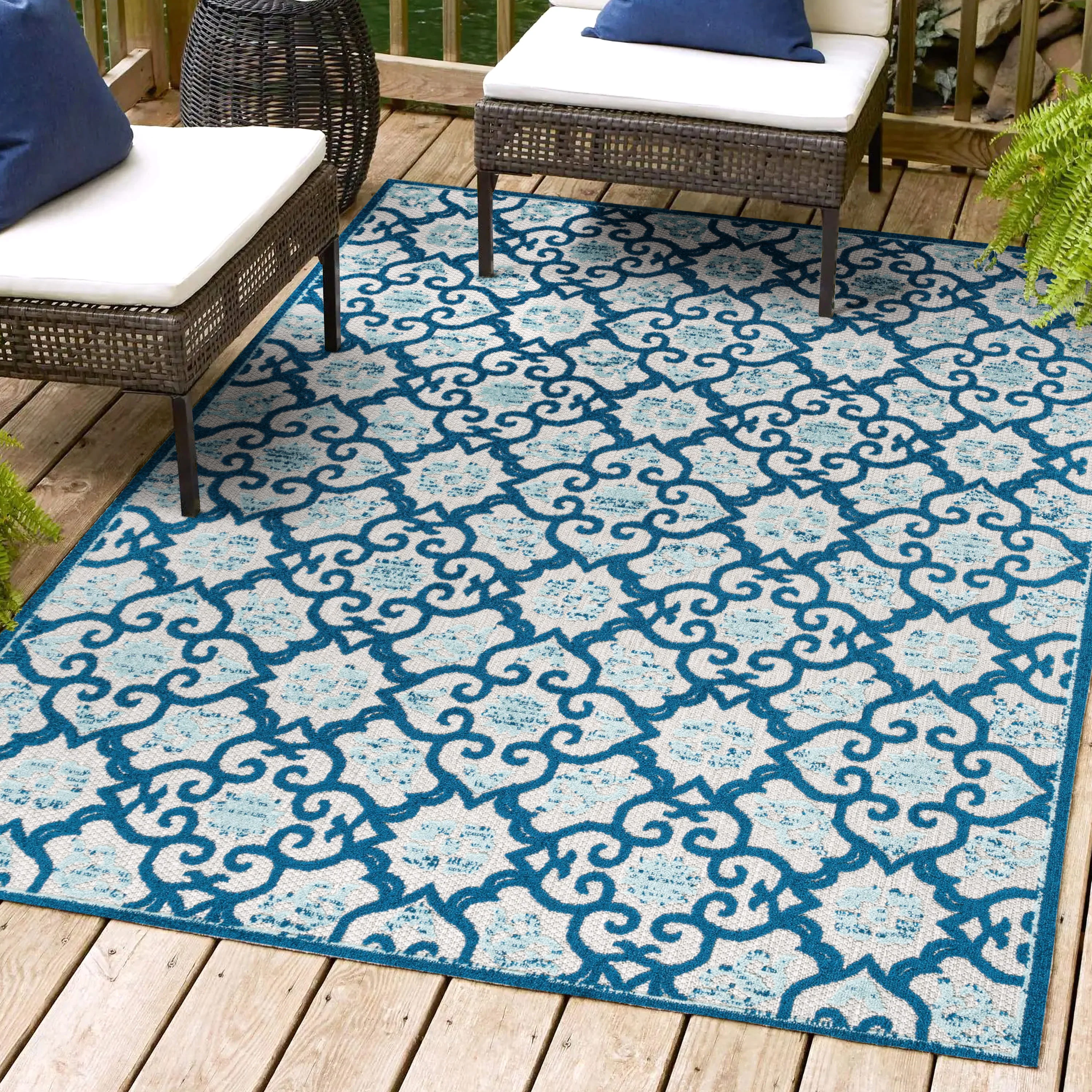 Gallia Tile Trellis High-Low Light Indoor/Outdoor Area Rug