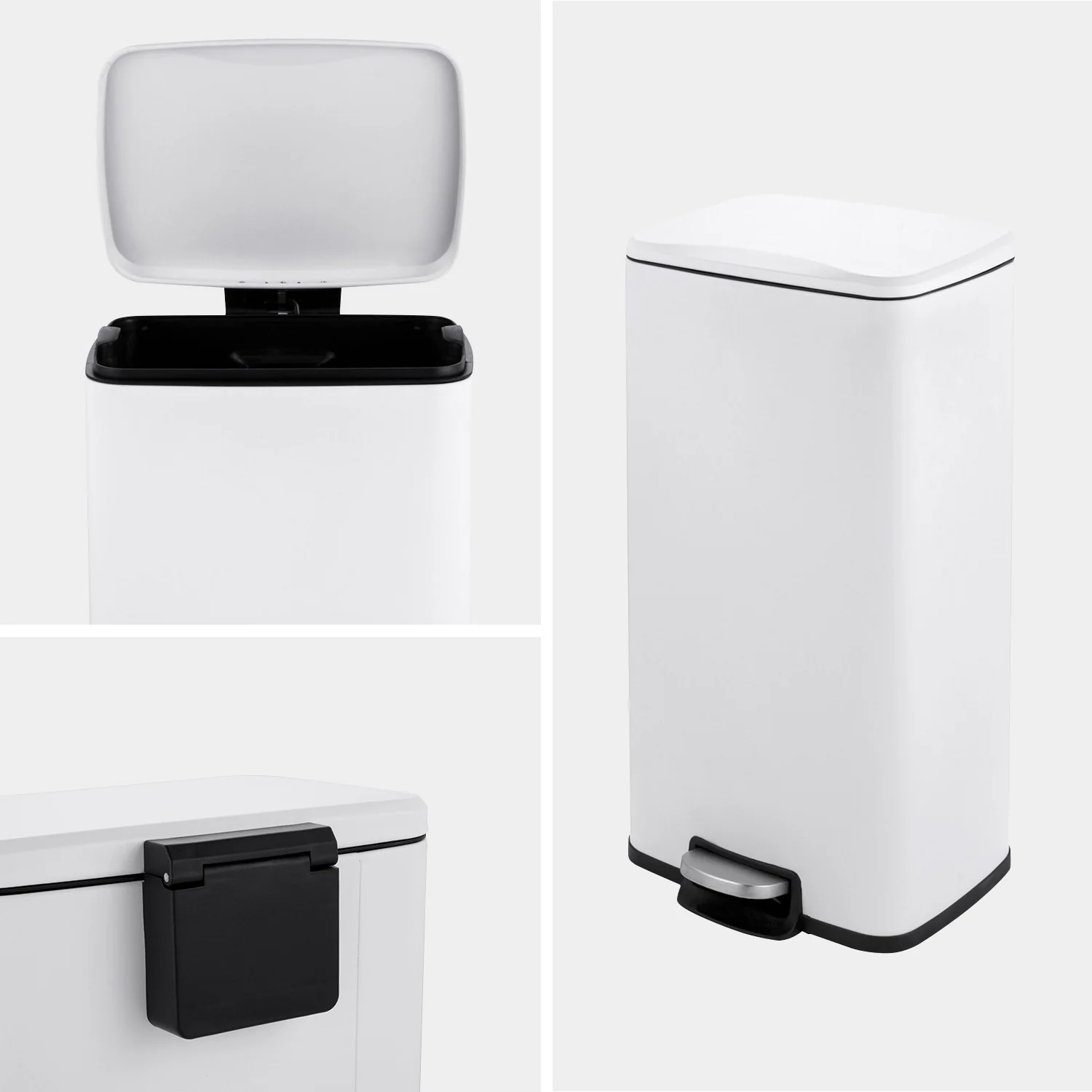 Innovaze 8 Gal./30 Liter Rectangular Matt White step-on Trash Can for kitchen