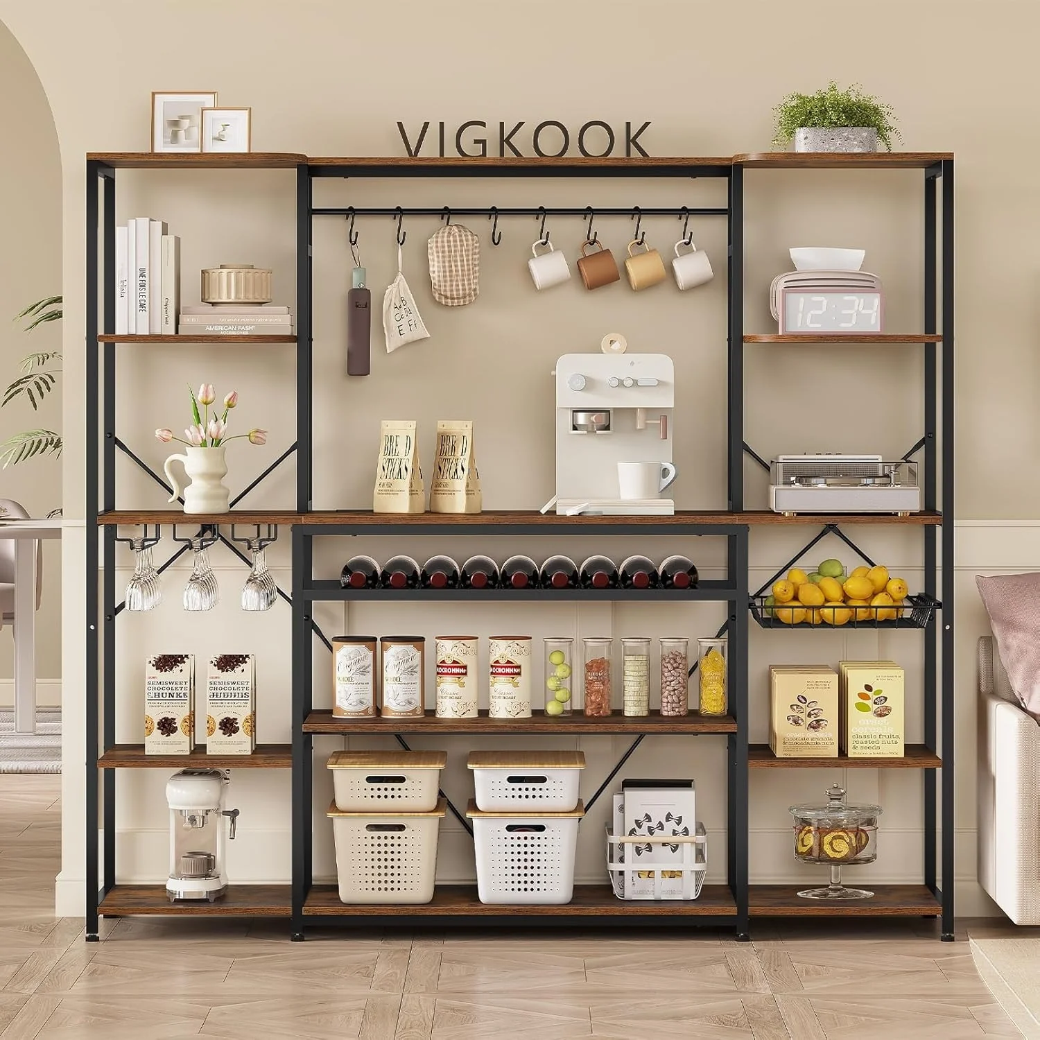 Bakers Rack Coffee Bar Wine Rack Storage Shelves