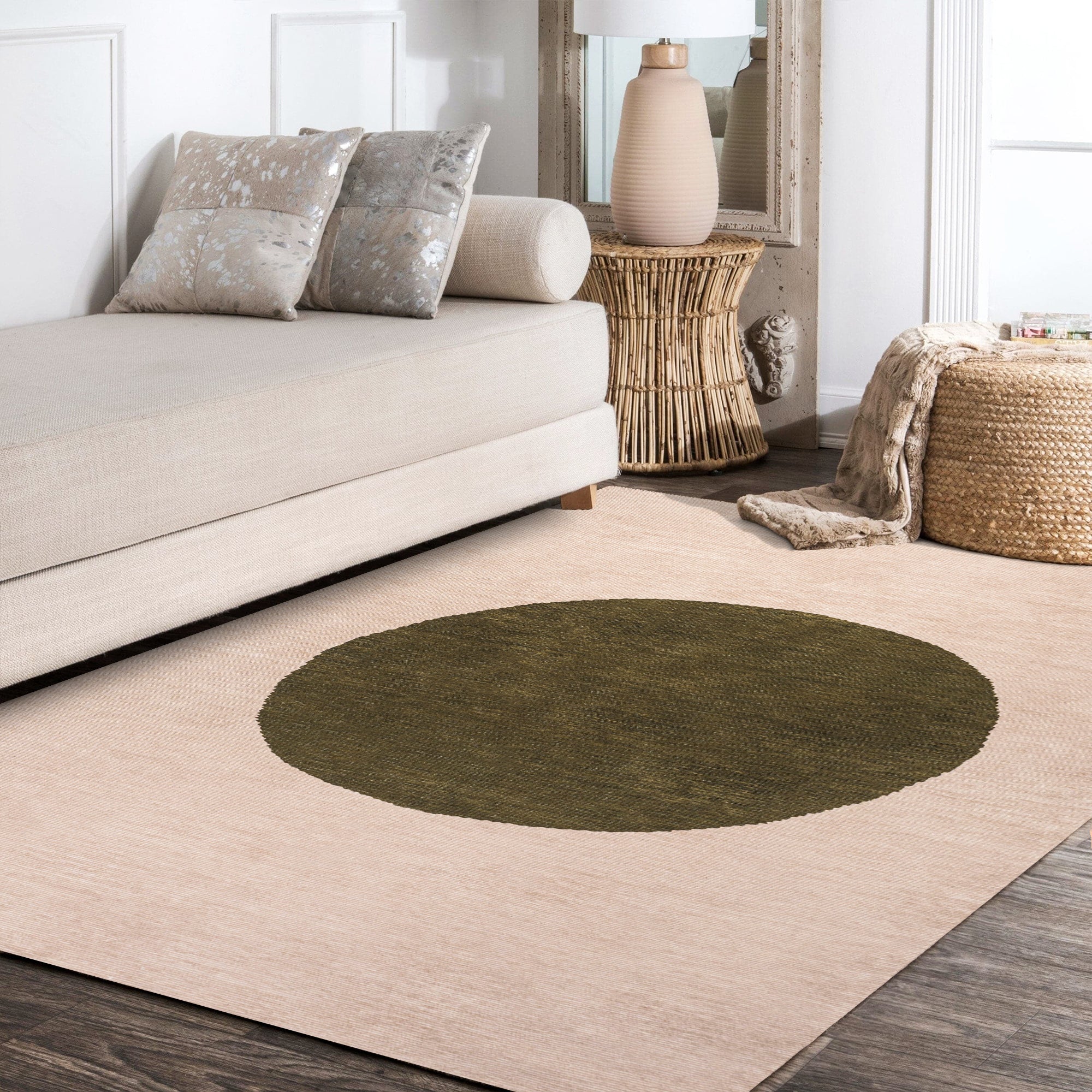 Cirkel Minimalist Geometric Dot Machine-Washable Area Rug