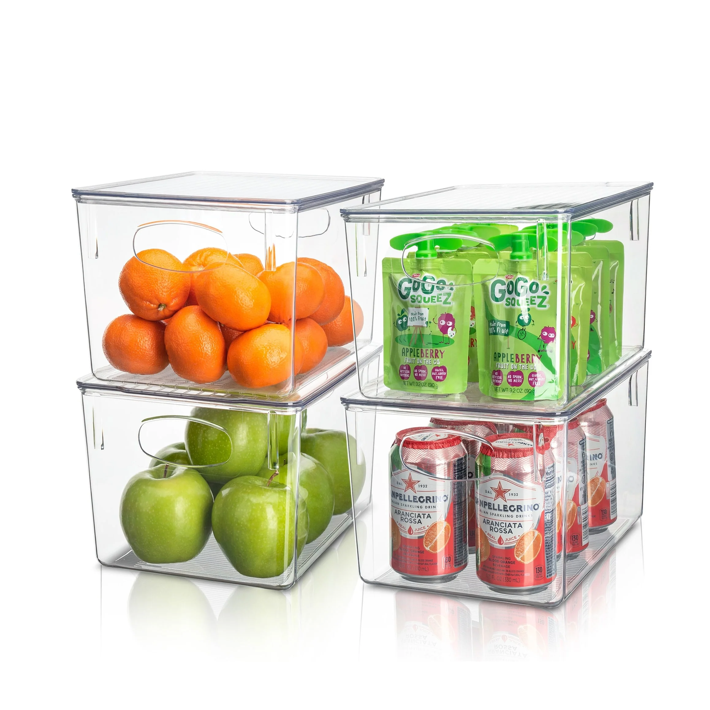 Plastic Storage Clear Bins w/ Lid, Stackable Pantry Box Bin Containers