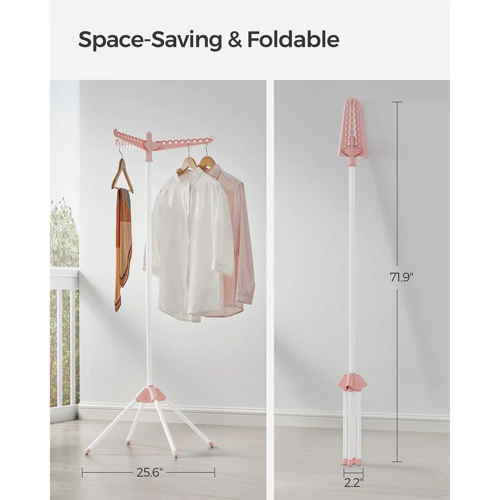 Stainless Steel Foldable Clothes Drying Rack with 360° Rotatable Arms Large Capacity and Space-Saving Design