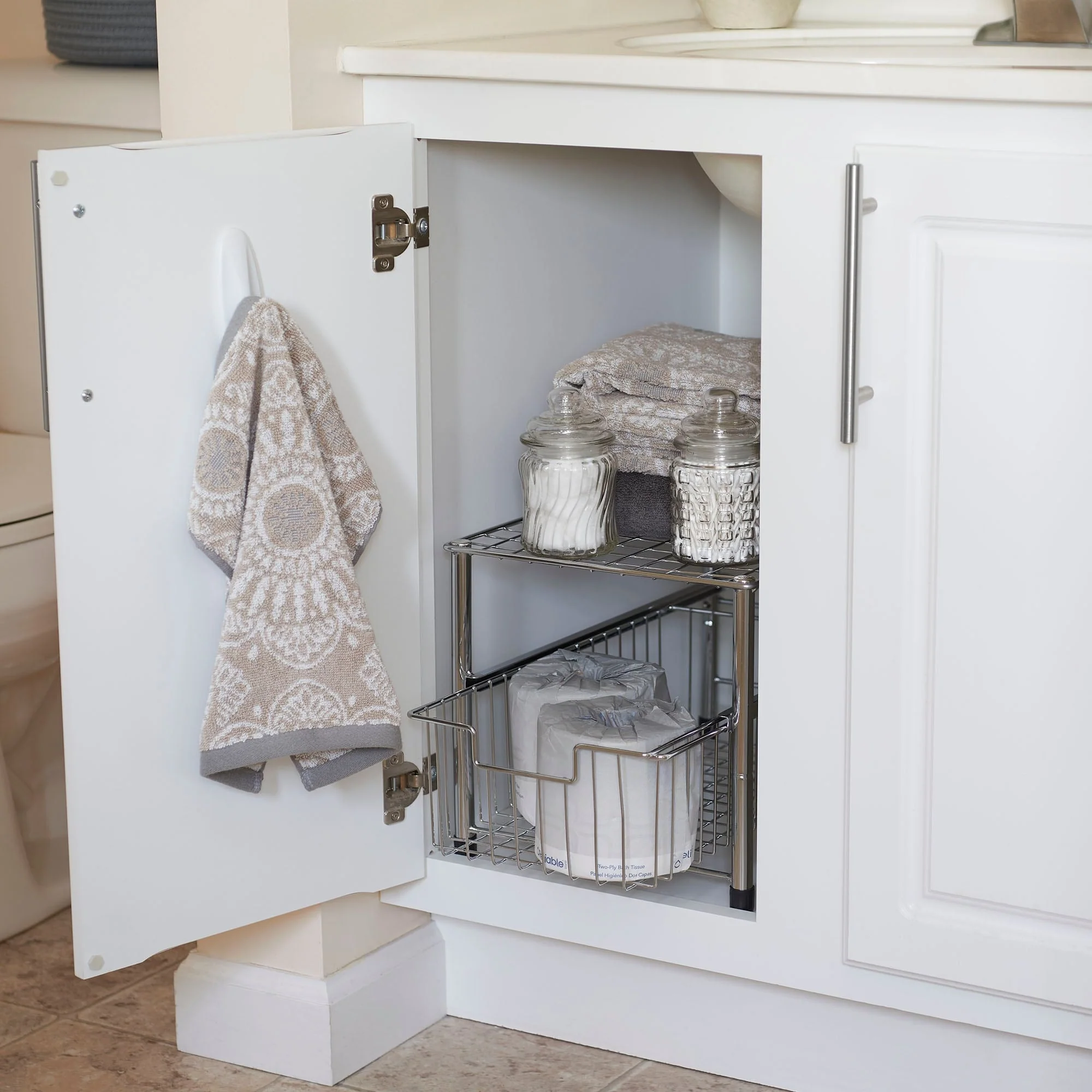 Household Essentials Silver Free Standing Pull Out Cabinet Organizer Shelf