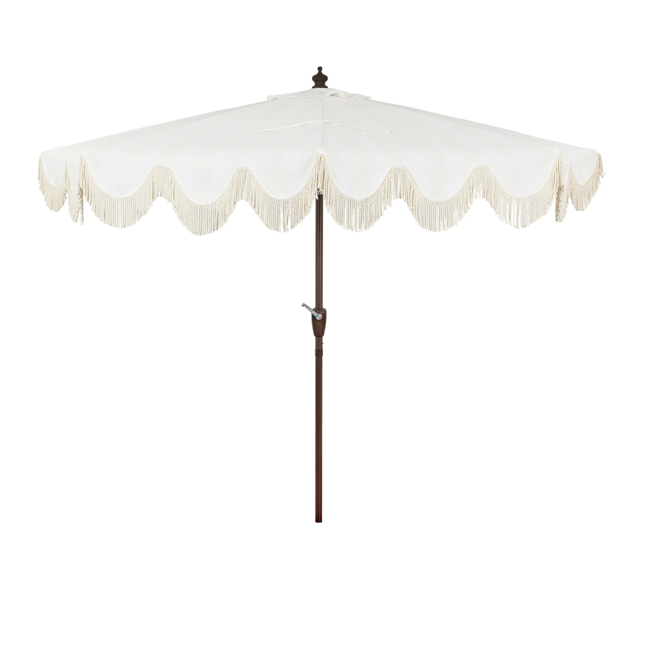 Beverly Designer Classic Scalloped Fringe Half Market Patio Umbrella with Crank