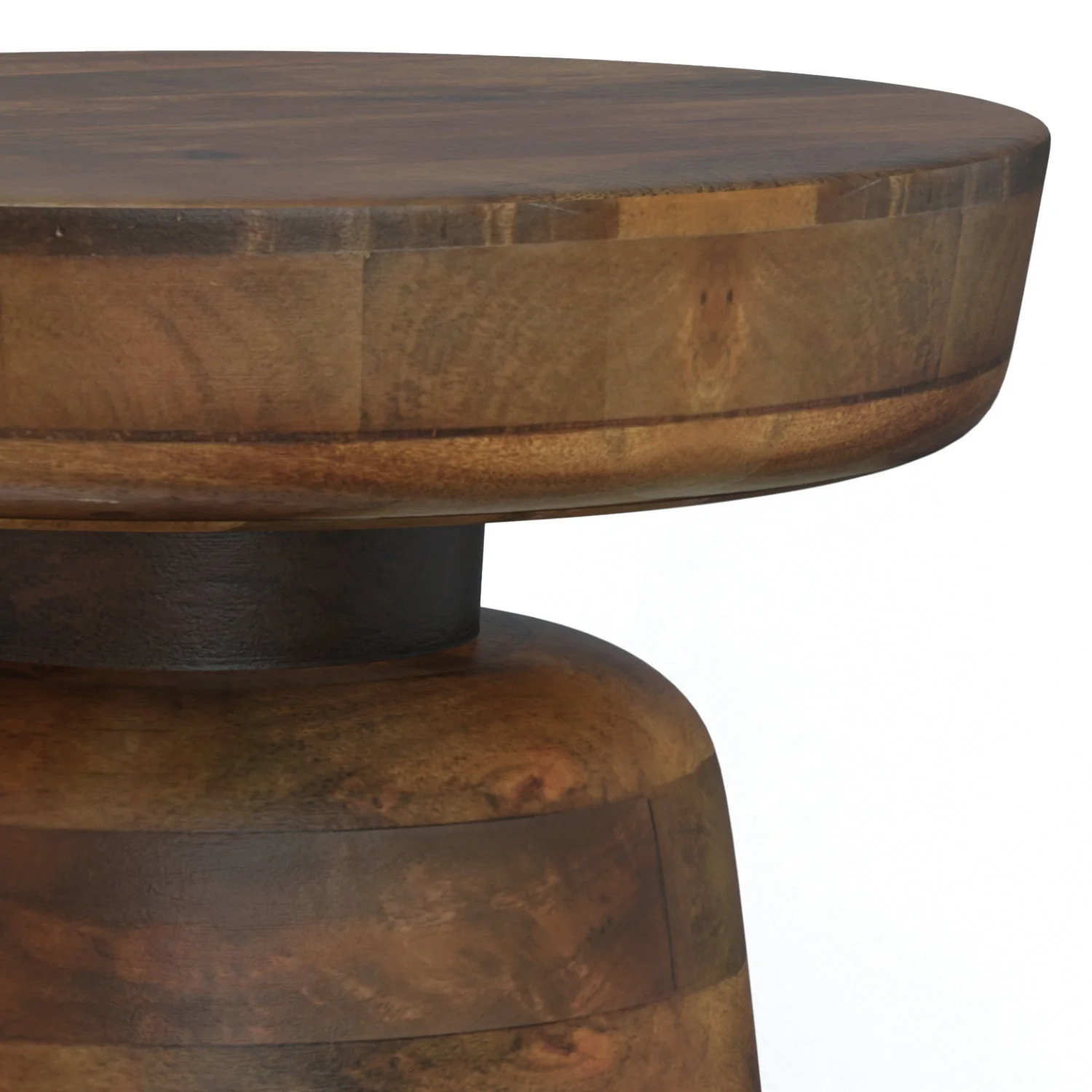 Xylophone Wooden Accent Table with Sculptural Design and Round Top