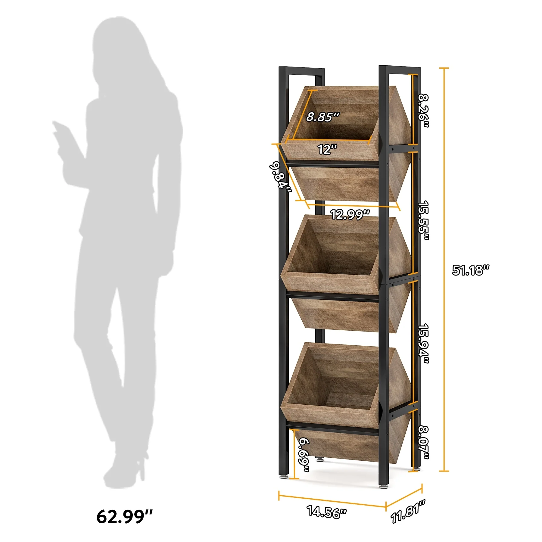 Vertical Standing Basket Storage Tower for Kitchen Bathroom Living Room