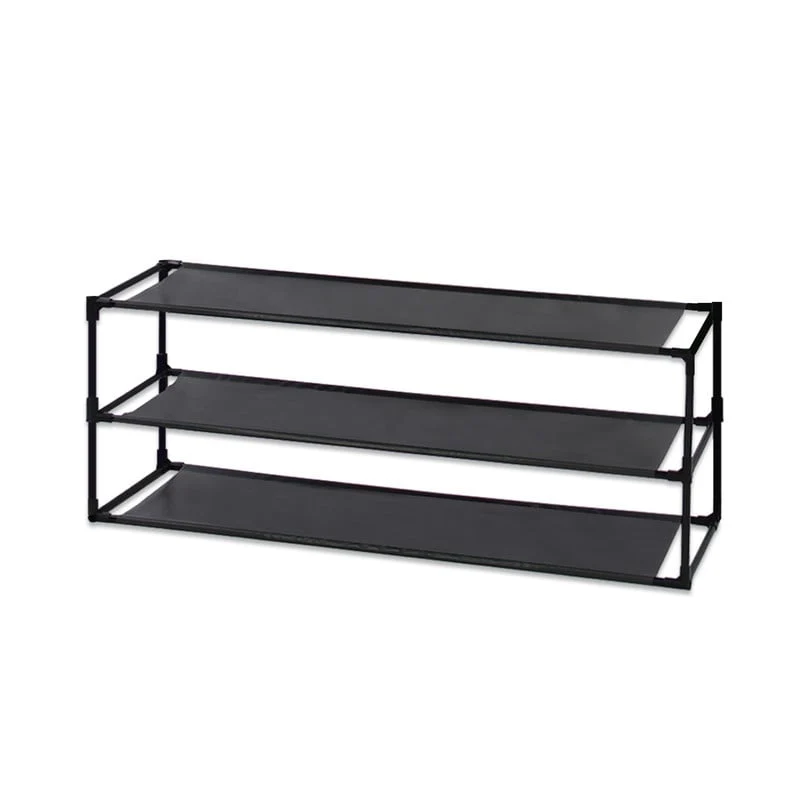 4 Tier Shoe Rack Detachable Non-Woven Waterproof Fabric Shoe Organizer Tower Black