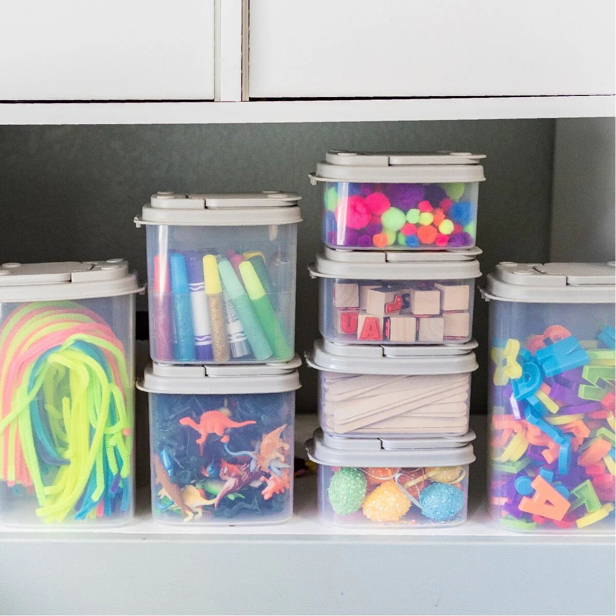 Buddeez Multi-size Stacking Bins with Flip Lids Plastic (Set of 10)