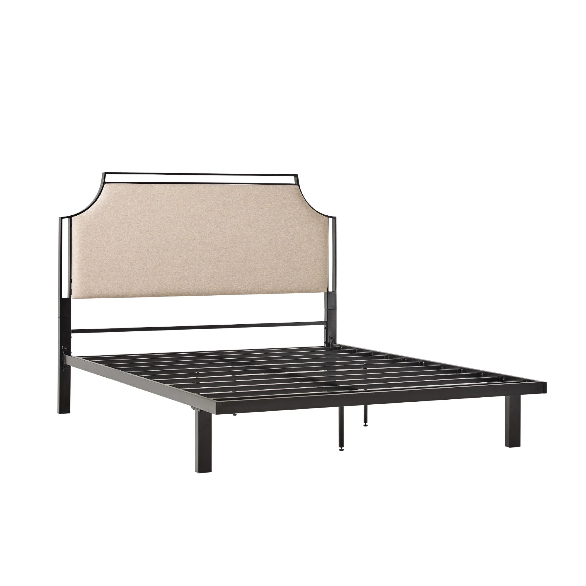 Daybreak Queen Bed with Metal Frame and Upholstered Headboard