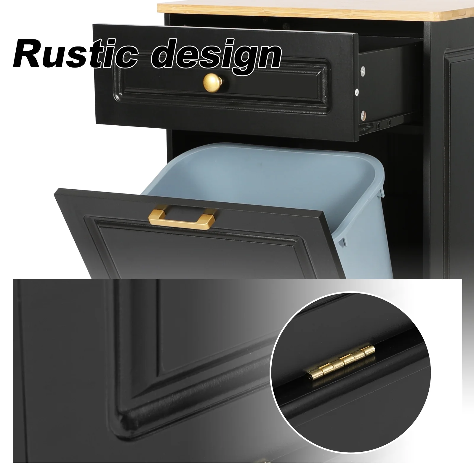 Kitchen Tilt Out Trash Cabinet Can Bin Storage Wooden Counter-top Waste Baskets with Drawer