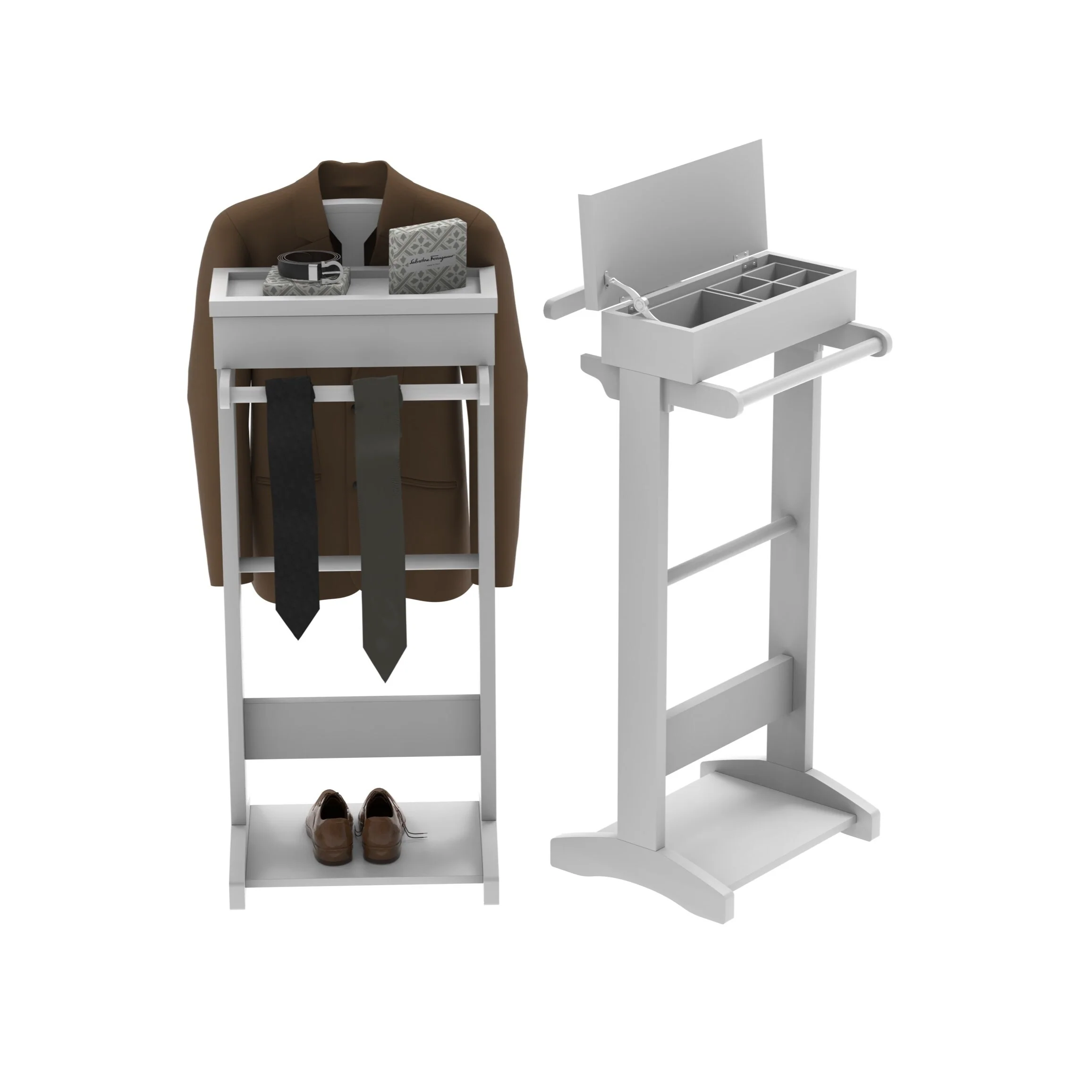 Garment Rack Clothes Valet Stand with Storage Organizer