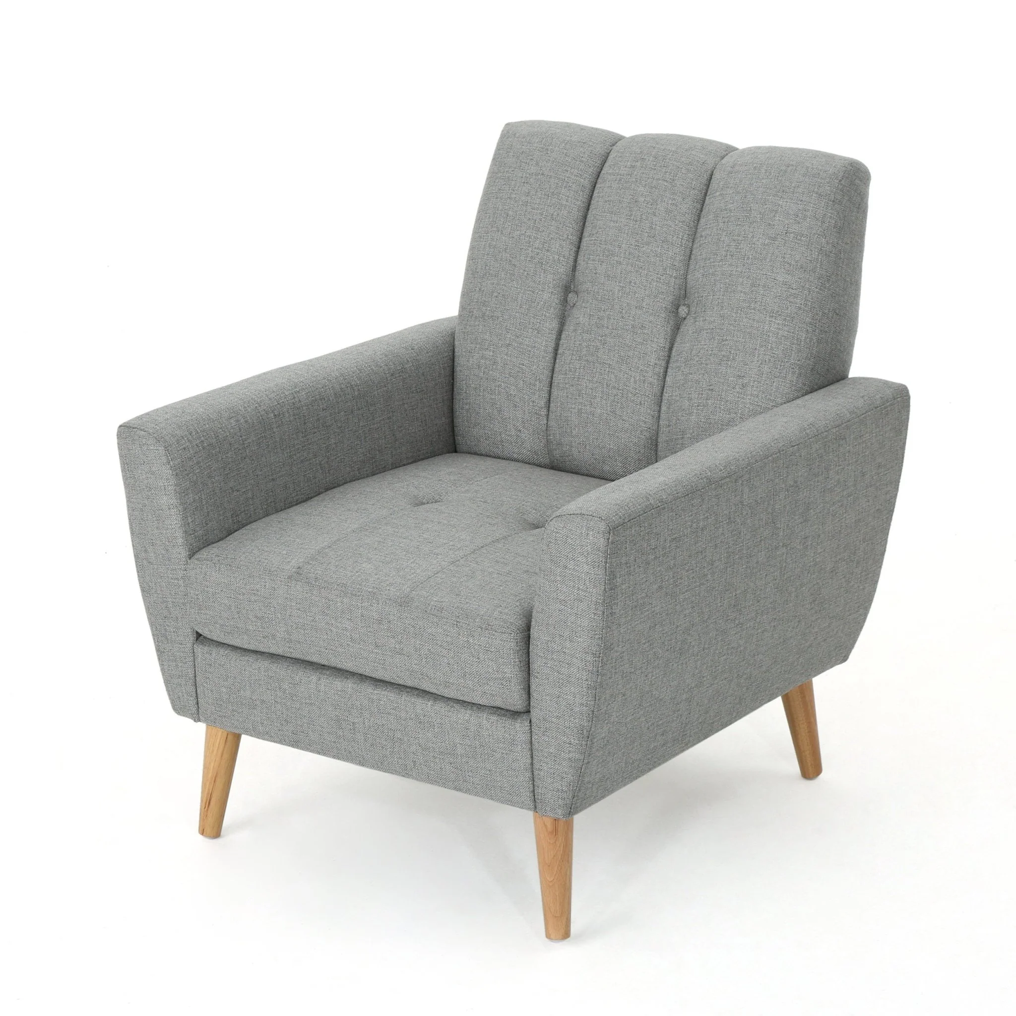 Fabric Channel Stitch Club Chair with Tufted Back