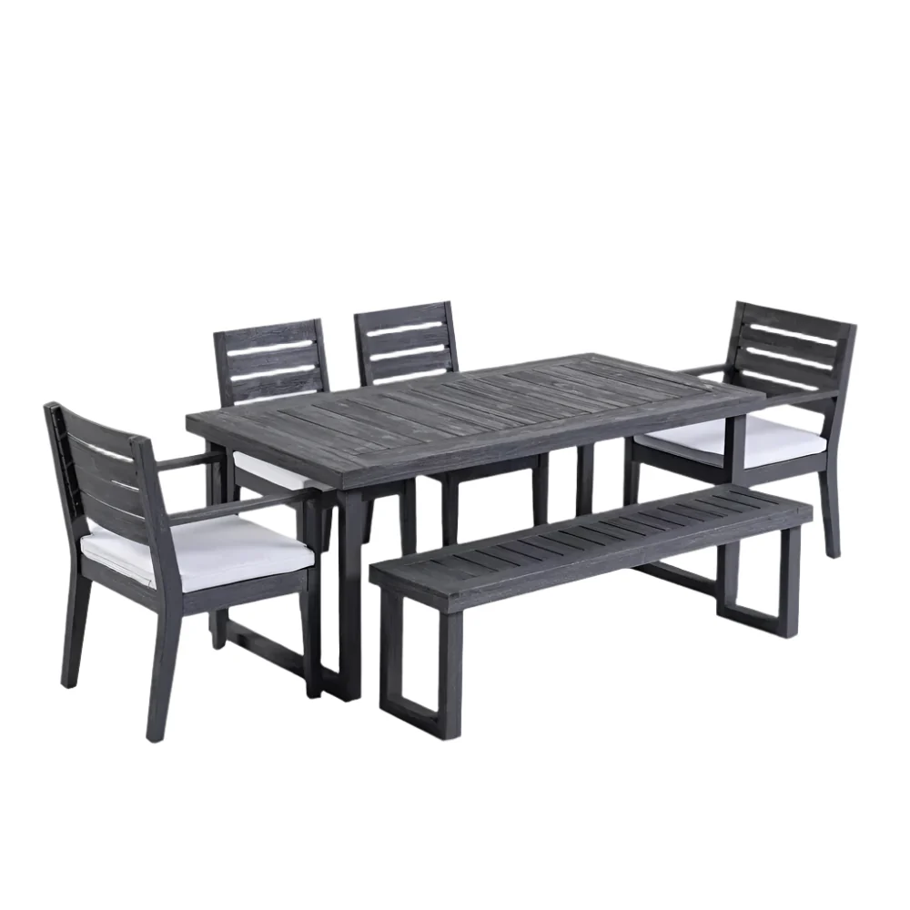 6-Seat Acacia Wood Outdoor Dining Set