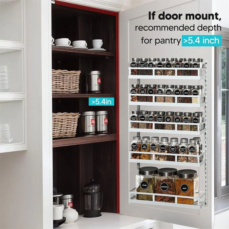 Wall Mount Spice Rack Organizer 5 Tier Height - 4.6