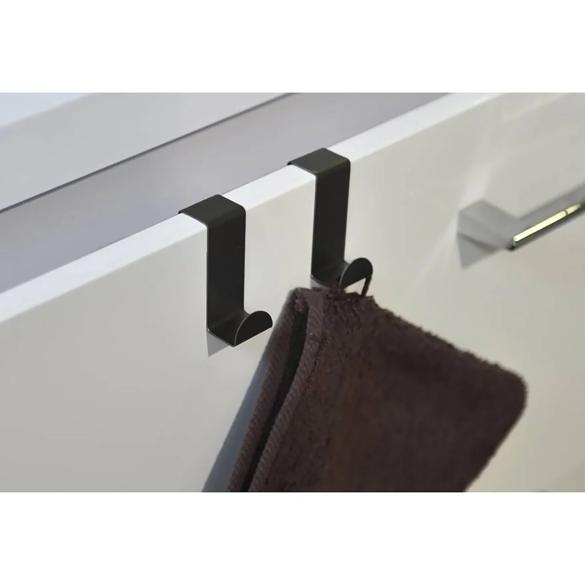 2 Stainless Steel Over the Door Hooks Space Saver Organizer 2 Pack - N/A