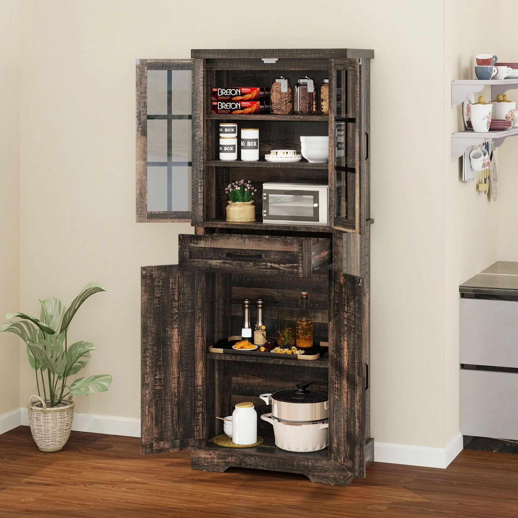 Farmhouse Kitchen Pantry Storage Cabinets