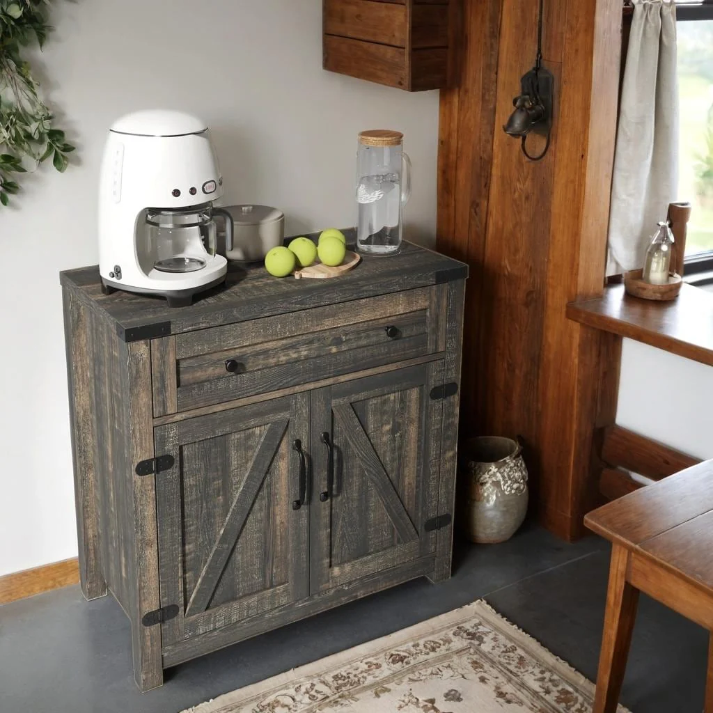 Modern Farmhouse Double Barn Door Accent Cabinet