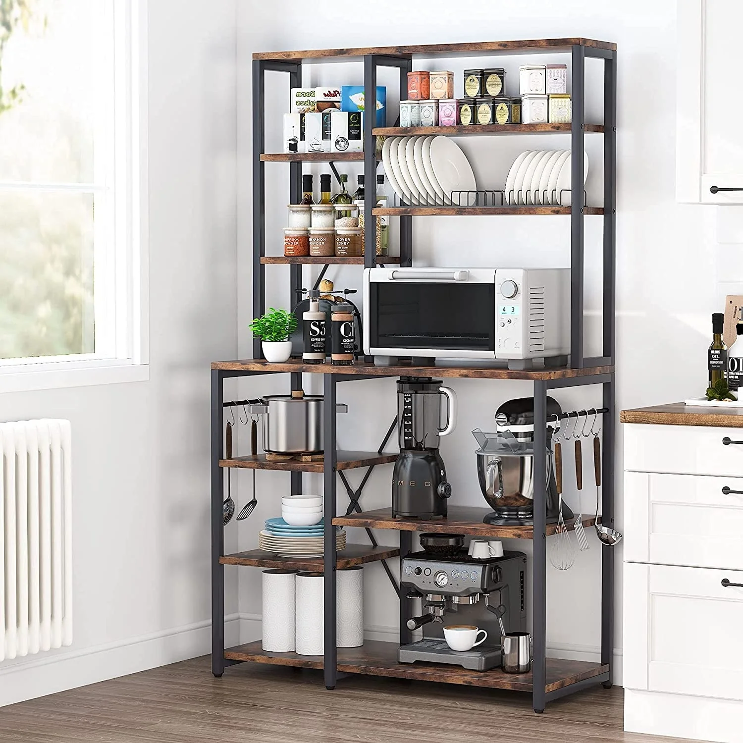 Kitchen Baker's Rack, Free Standing 5-Tier, 6-Tier Kitchen Utility Storage Shelf Rack